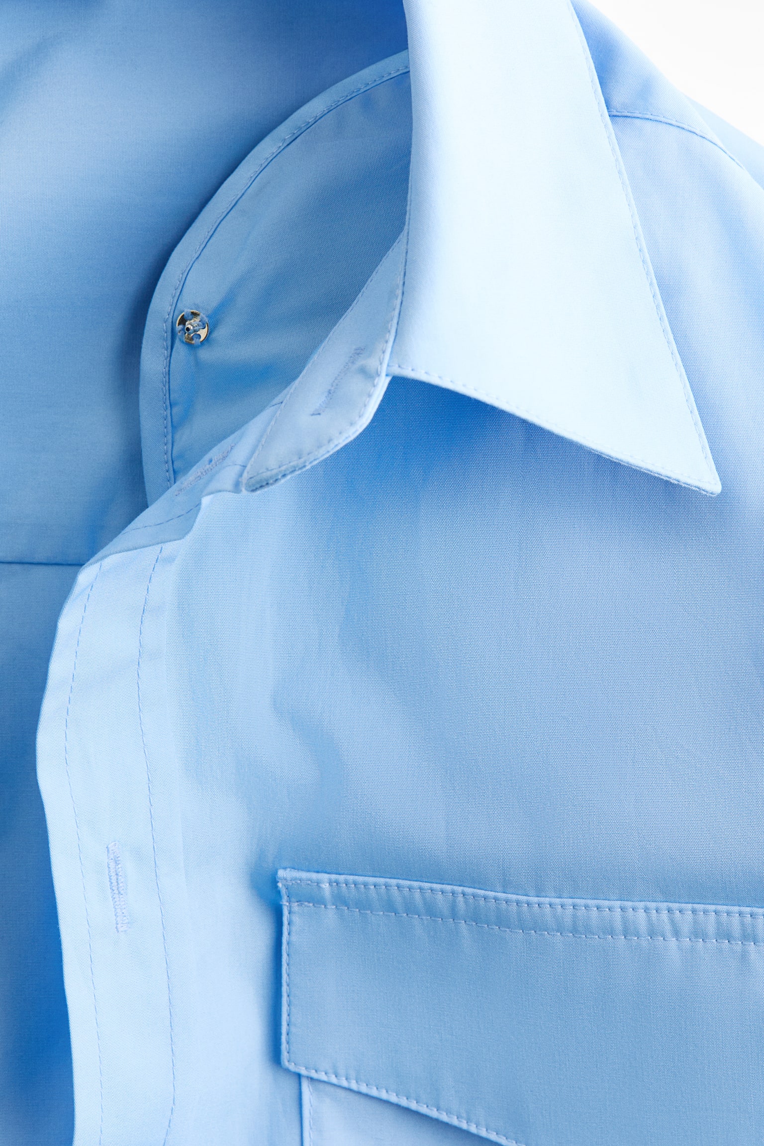 Женская рубашка H&M Shoulder-Pad Poplin, цвет: Светлый синий — фото 6