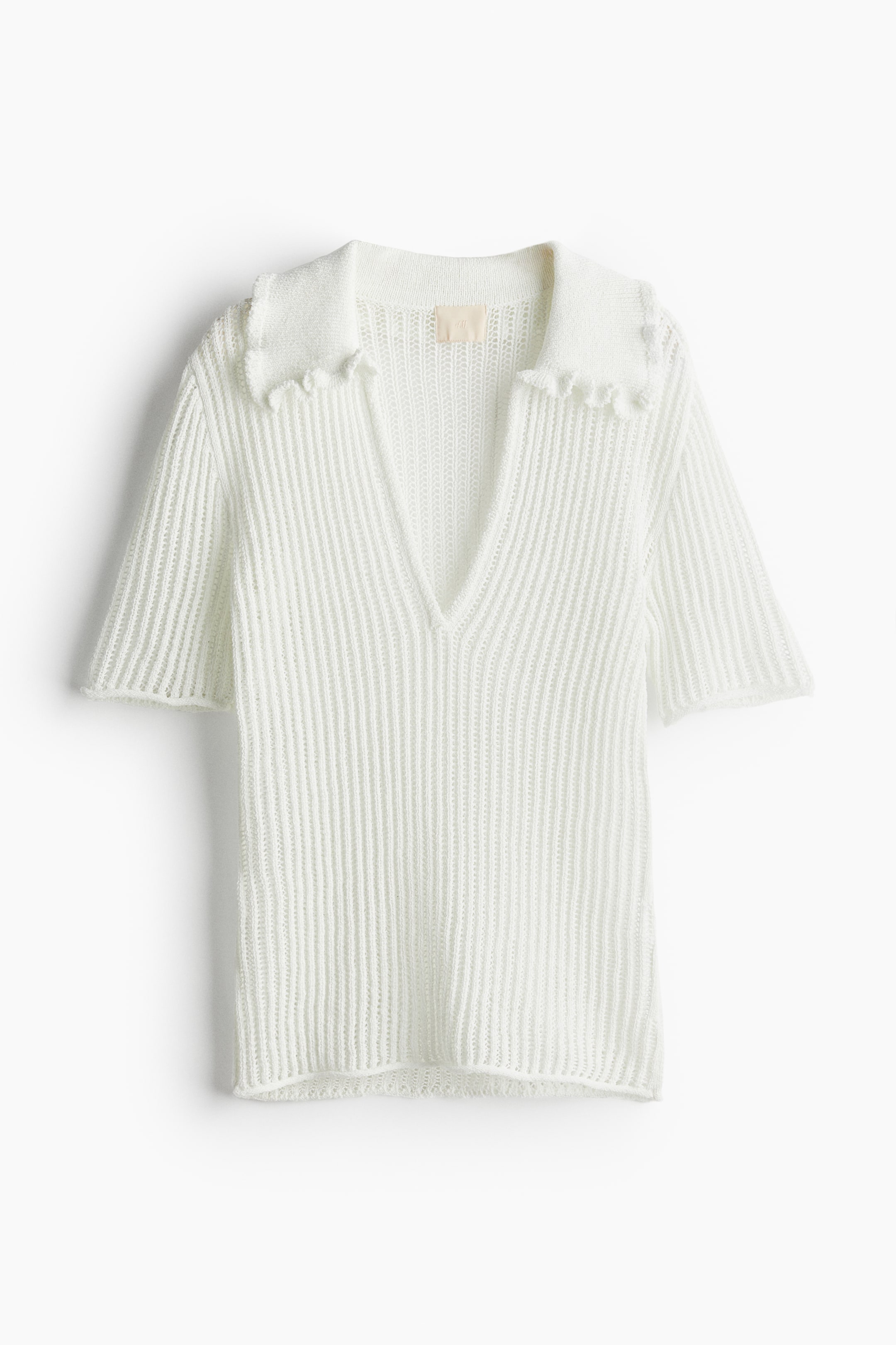 Rib-knit Top with Collar - White - Ladies | H&M CA