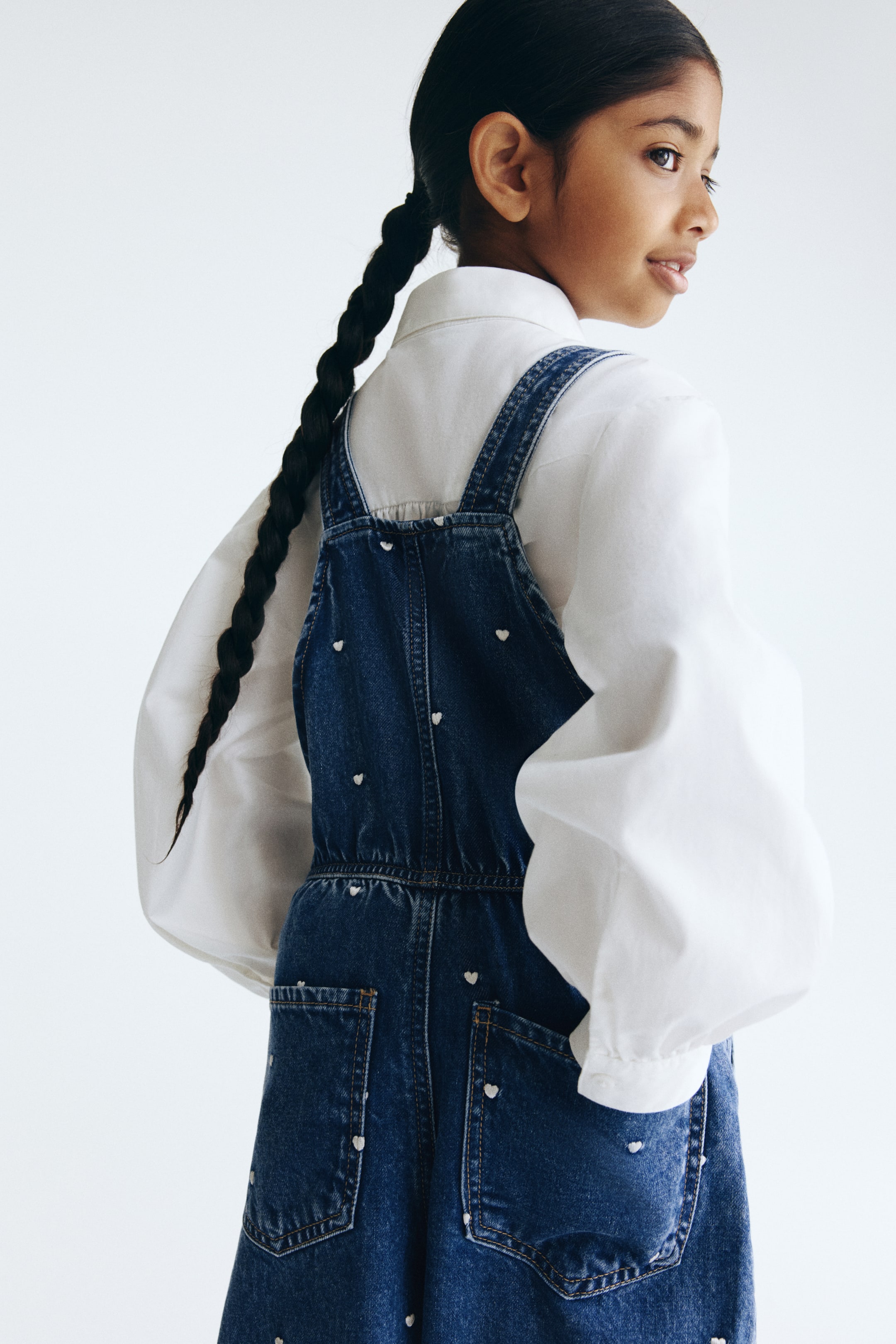 Patterned Denim Overalls