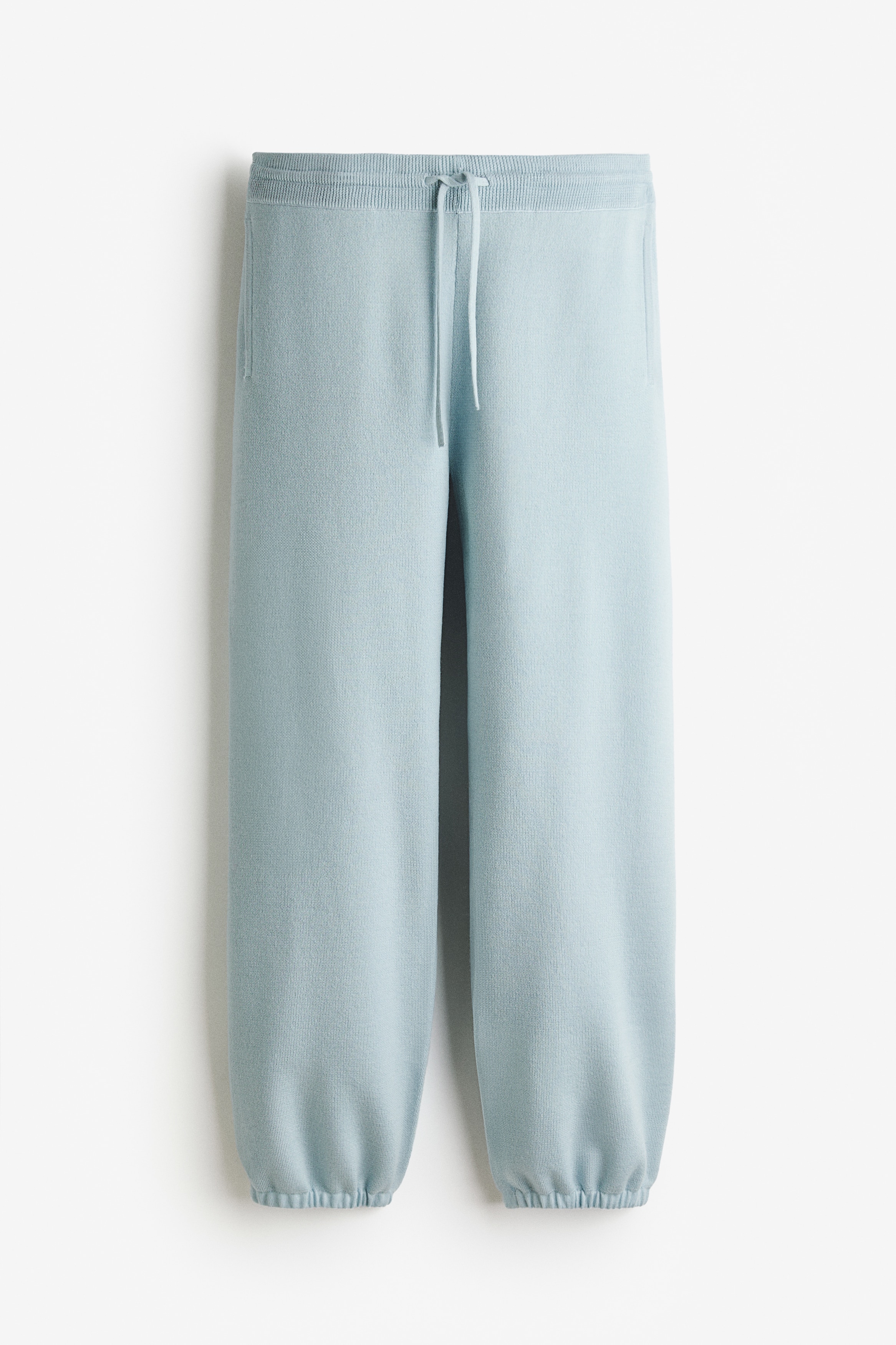 Fine-Knit Merino Wool Joggers - Light blue