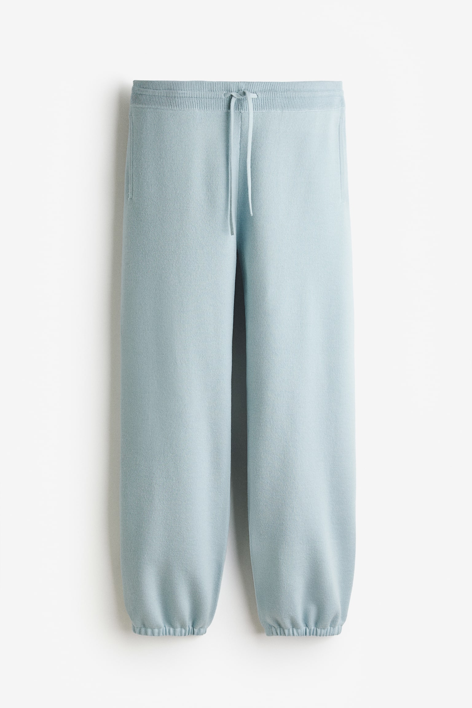 Fine-knit merino wool joggers - Light blue - 2