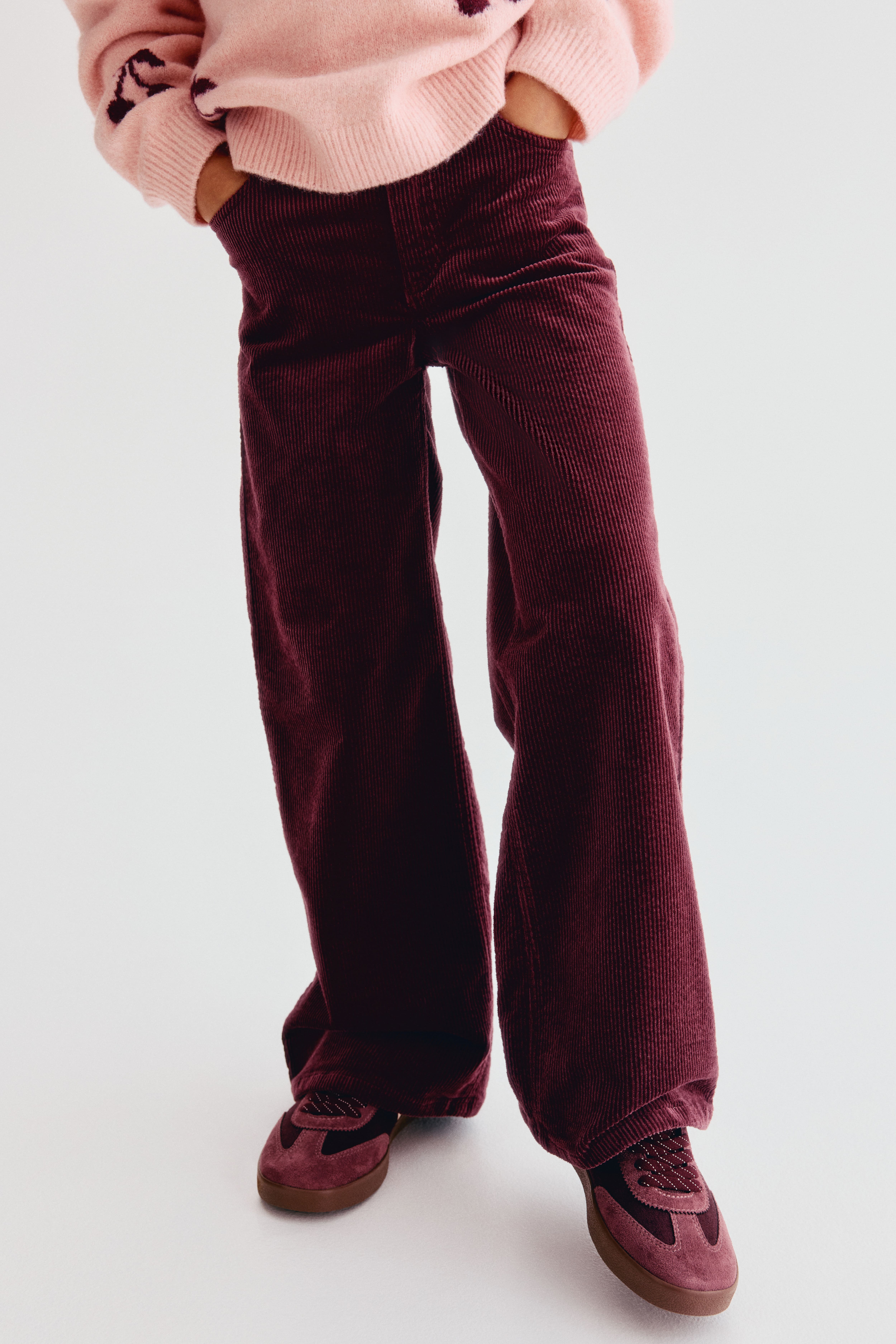 Wide-Leg Cotton Corduroy Pants
