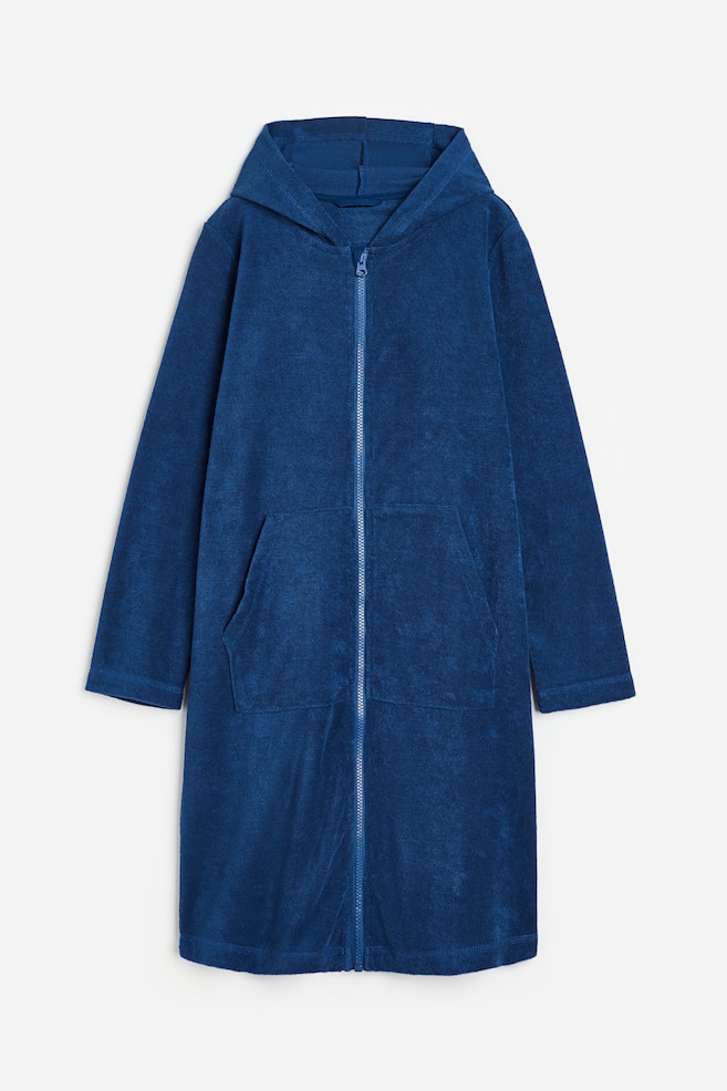 Terry dressing gown - Navy blue/Dark grey/Checked - 1