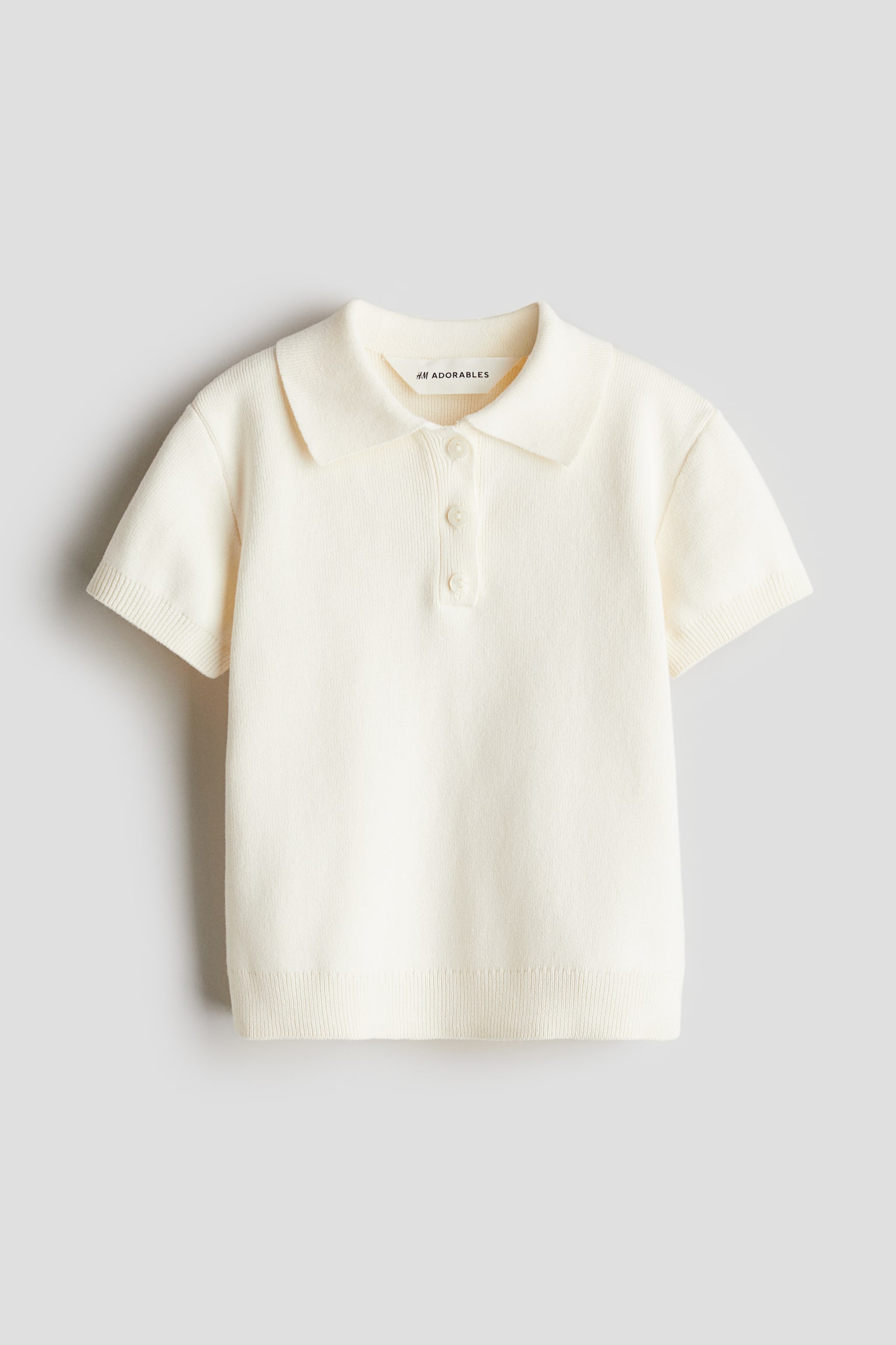 Fine Knit Cotton Polo Shirt - Cream - 1