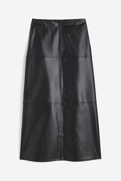 Coated skirt - Regular waist - Midi - Black - Ladies | H&M GB