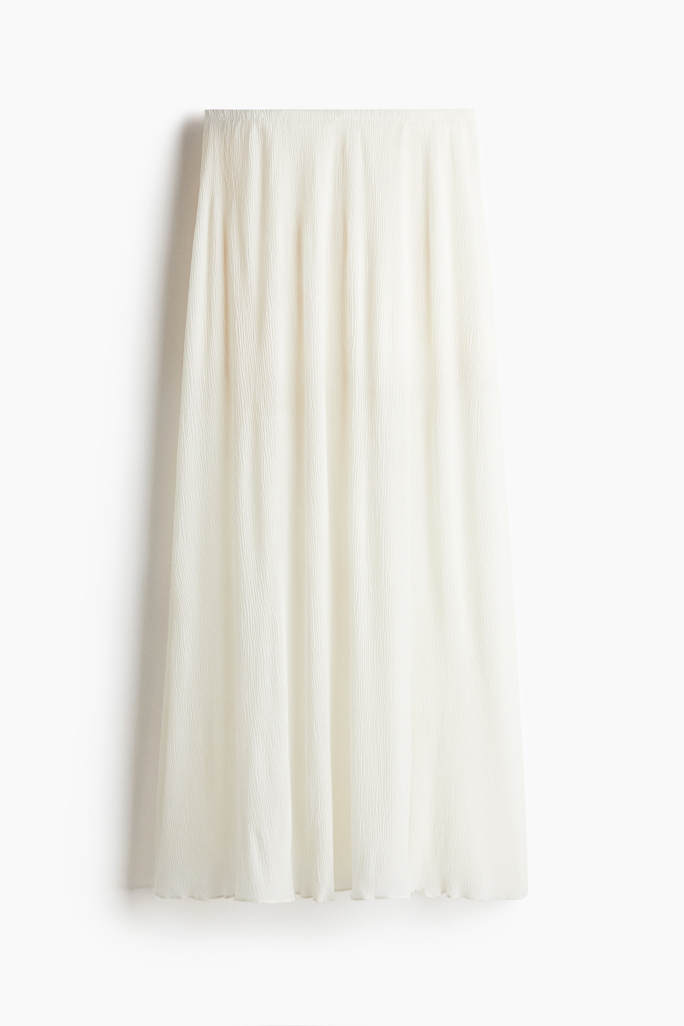 Plissé maxi skirt - White/Dark brown