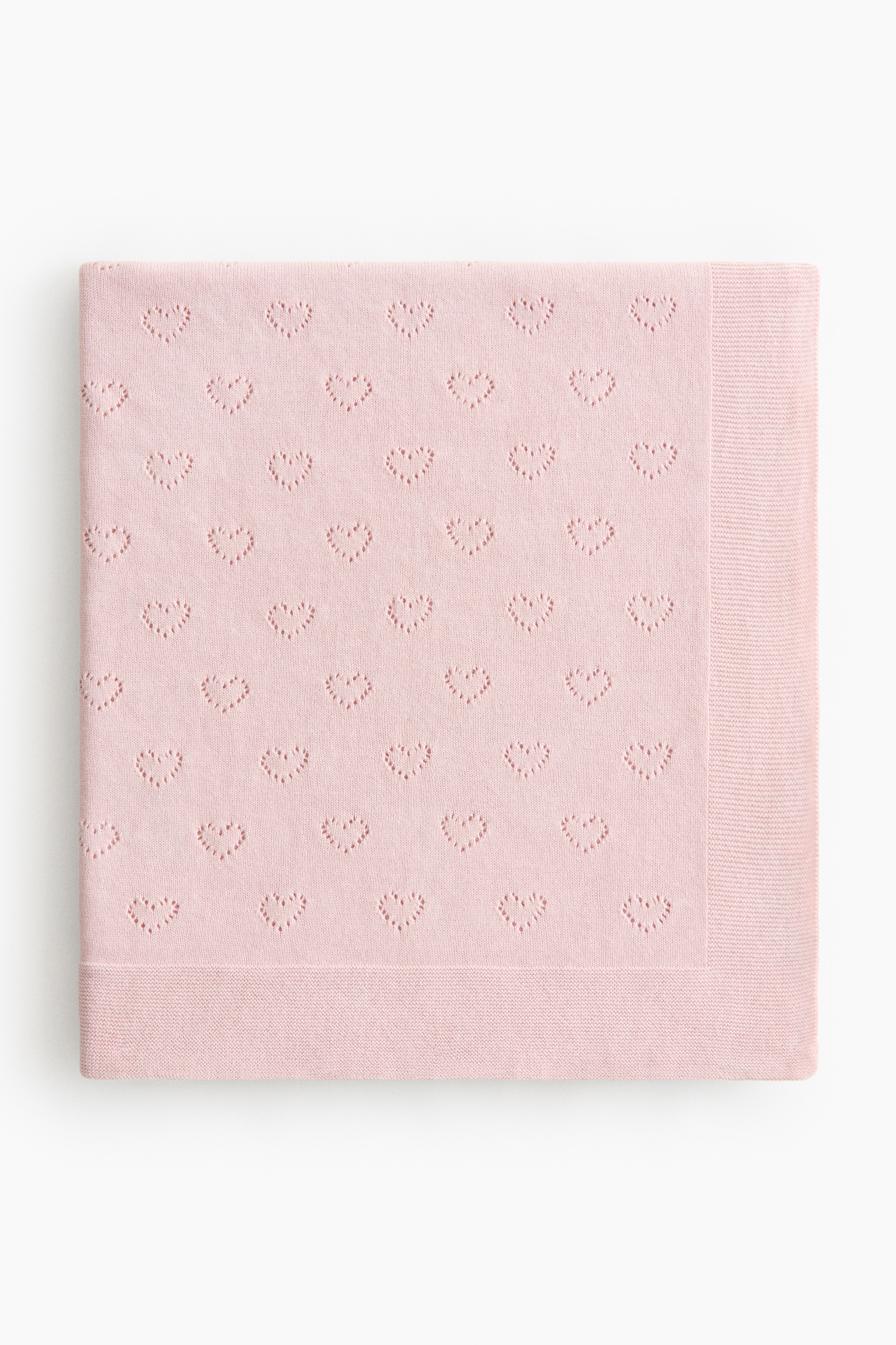 Cotton Pointelle Baby Blanket - Light pink/White/Beige