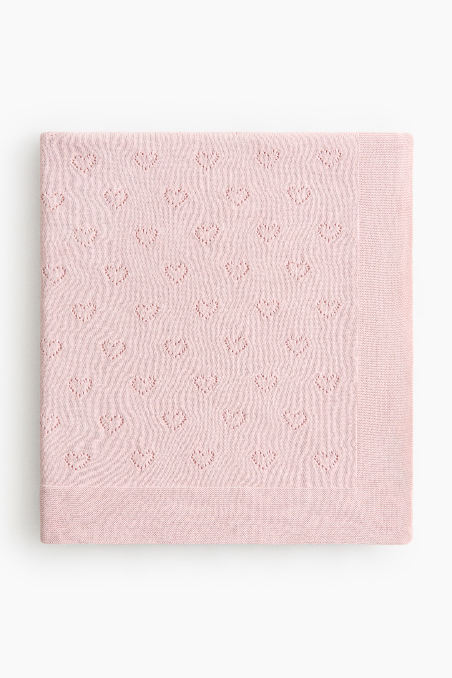 Cotton pointelle baby blanket - Light pink/White/Beige - 1