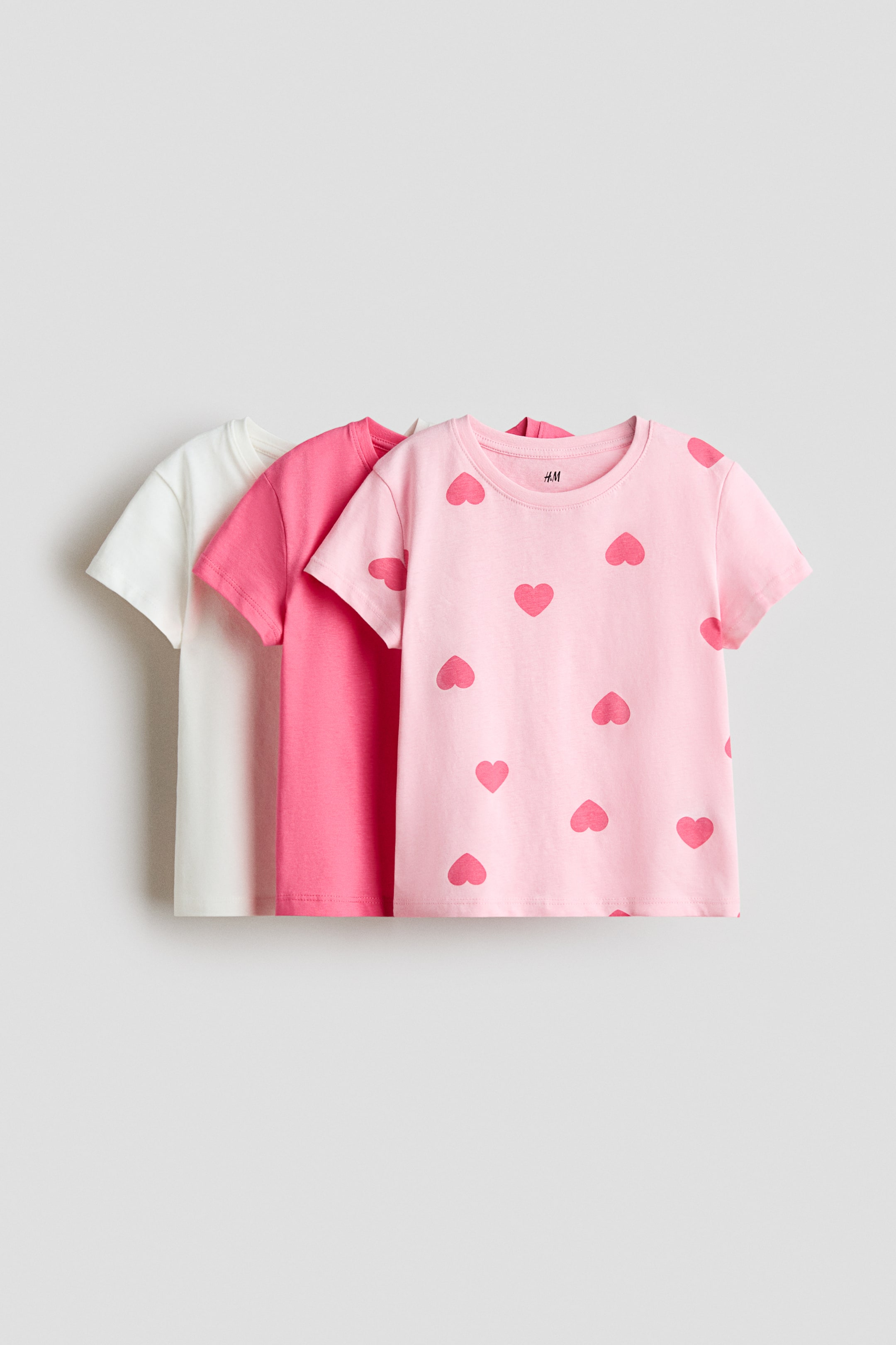 Προβολή μεγαλύτερης εικόνας: Σετ με 3 T-shirt - Ροζ/καρδιές - Kids | H&M GR 1