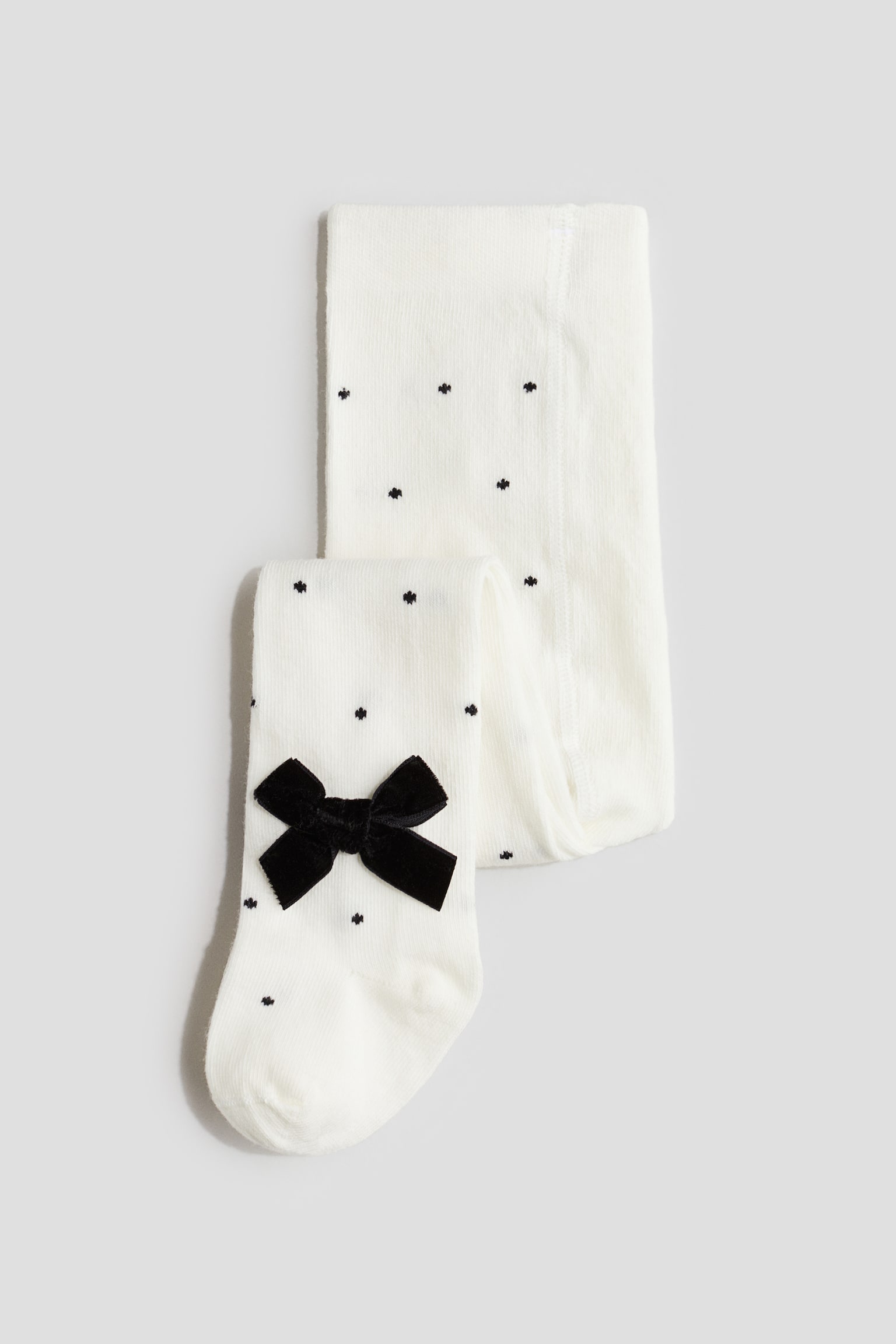 Bow-detail tights - White/Spotted/Red - 1