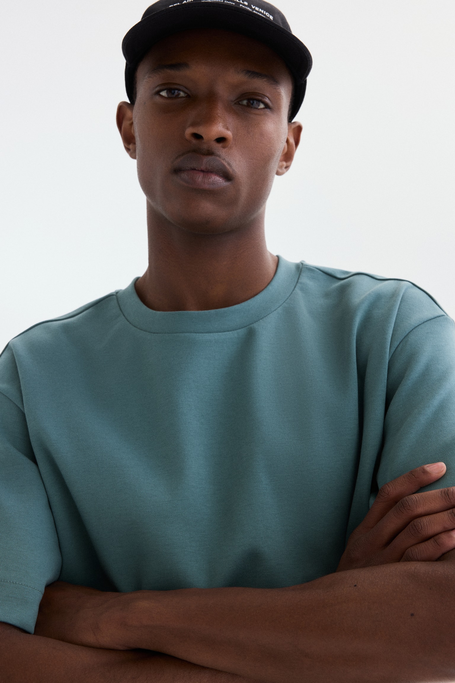 טישירט אינטרלוק Loose Fit - ירוק-כחול/שחור/קרם/אפור בהיר מלאנז' - 7