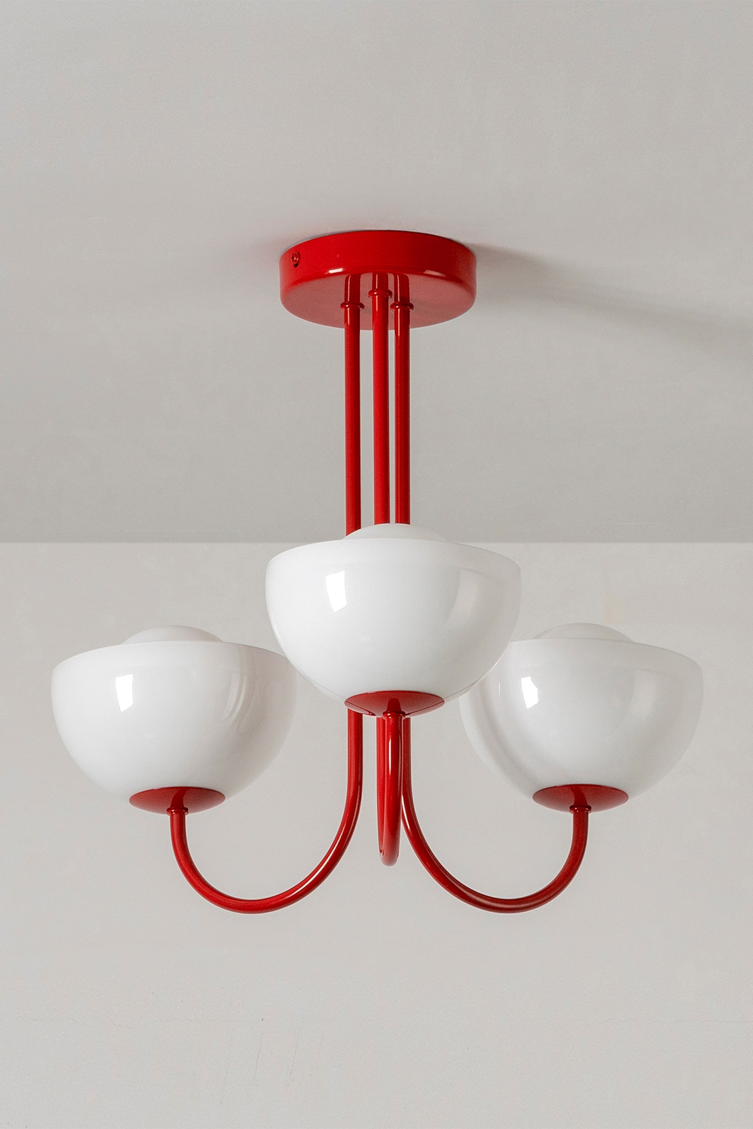 Glass Bowl Ceiling Light - Red/Gold - 4