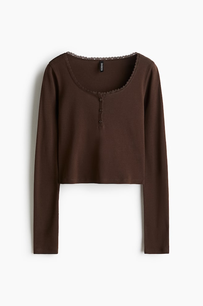 Scoop Neck Top - Dark brown - 1