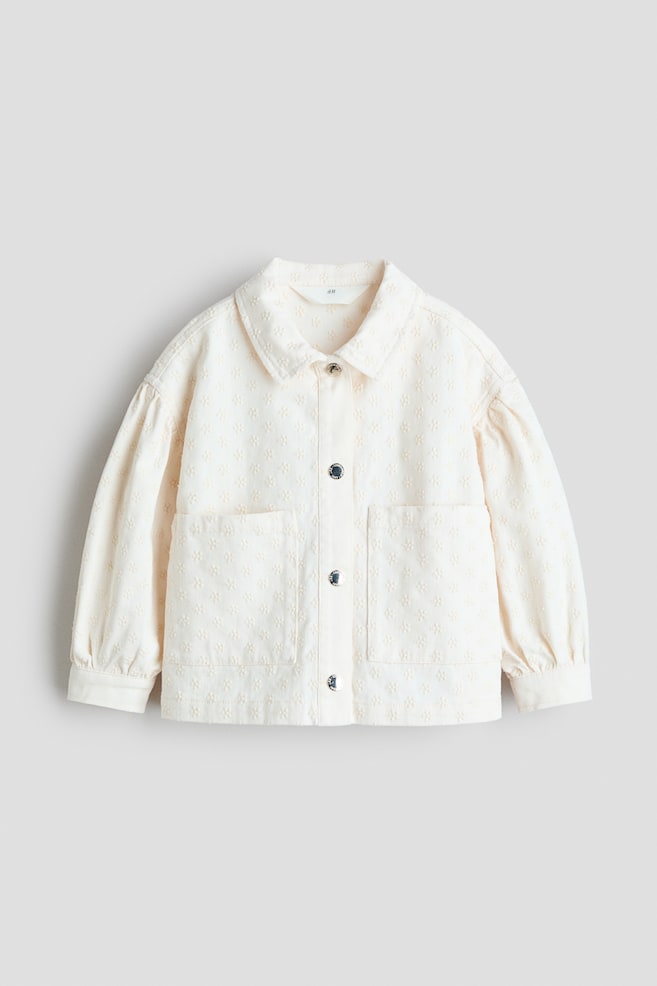 Embroidered Twill Jacket - White - 1