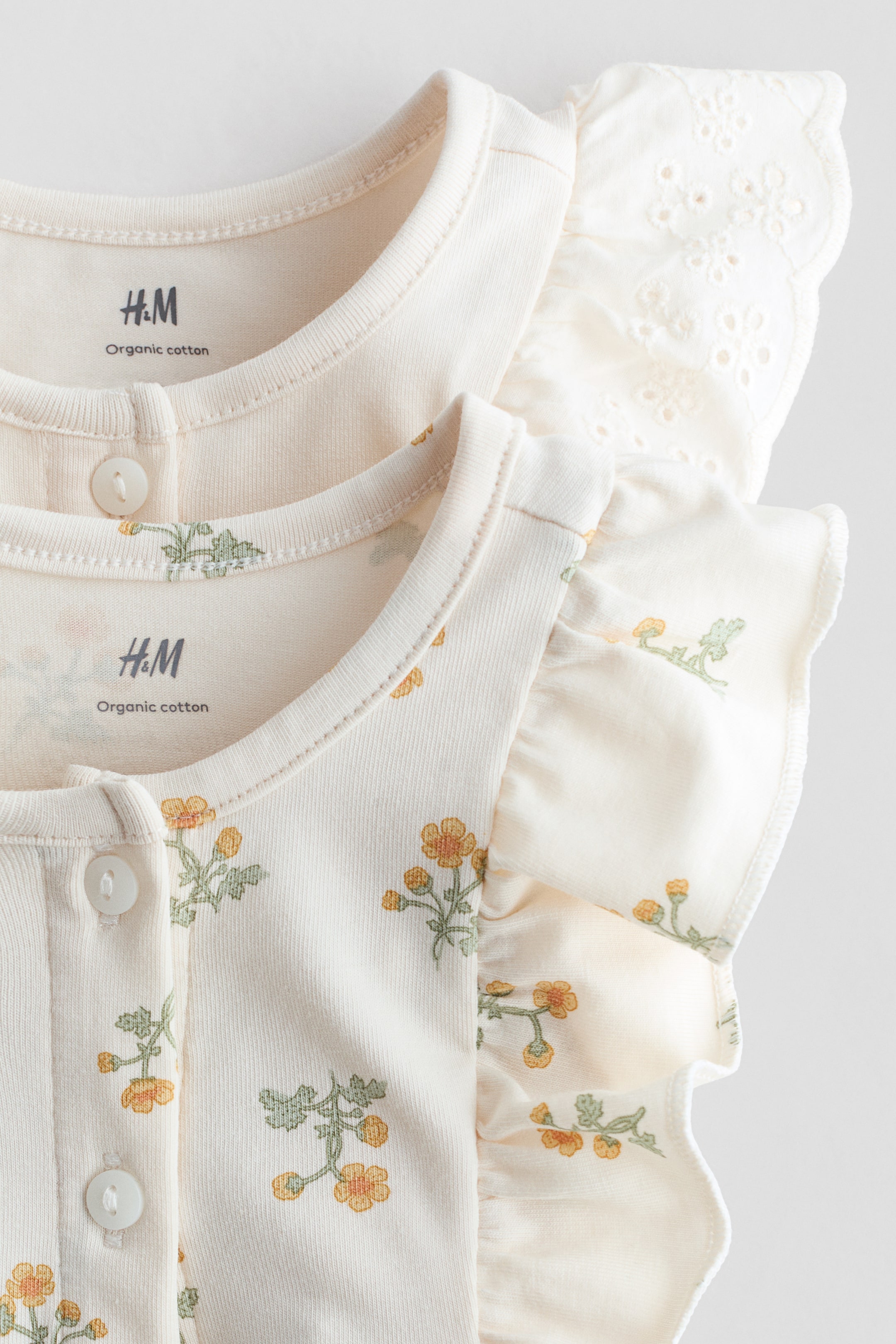 2-Pack Ruffle-Detail Romper Suits