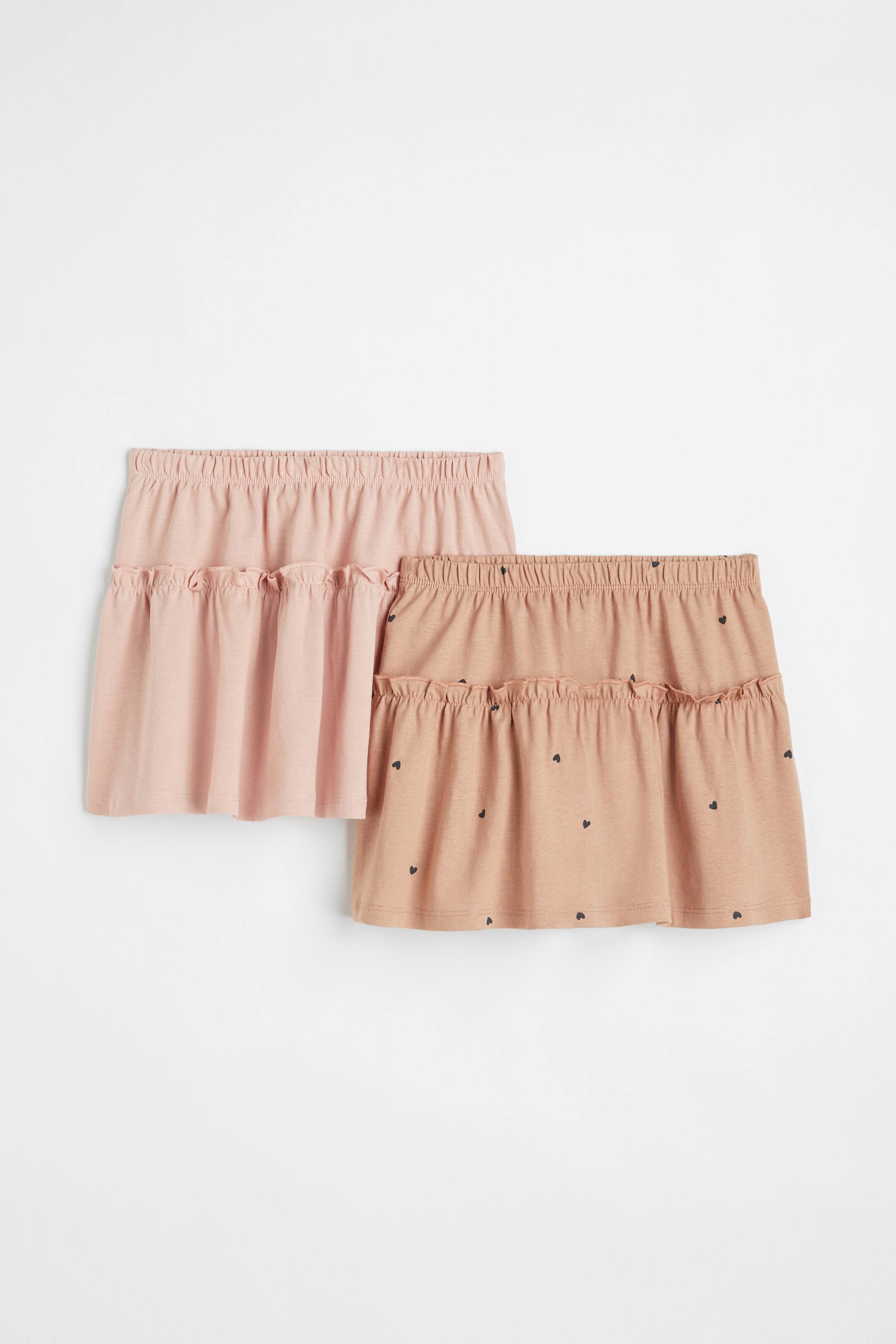 View larger image: 2-pack tiered cotton skirts - Powder pink/Hearts - Kids | H&M 1