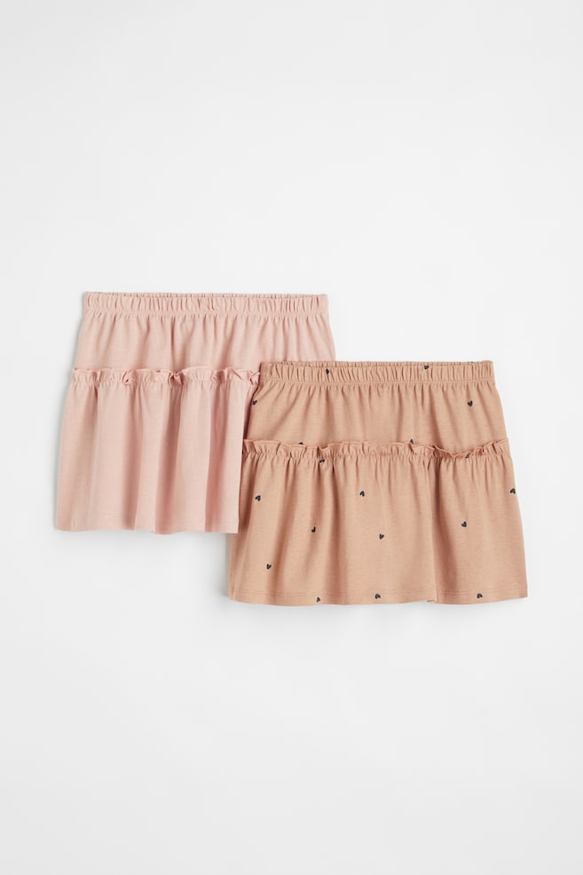 2-pack tiered cotton skirts - Powder pink/Hearts - 1