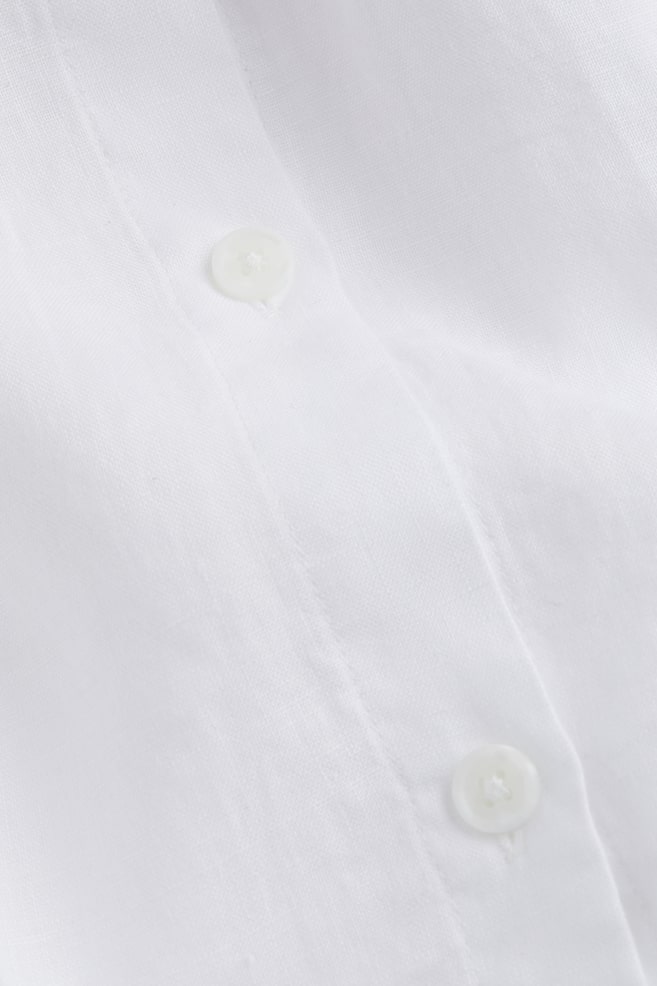 Nattskjorte i vasket lin - Hvit/Lys beige/Antrasittgrå - 7