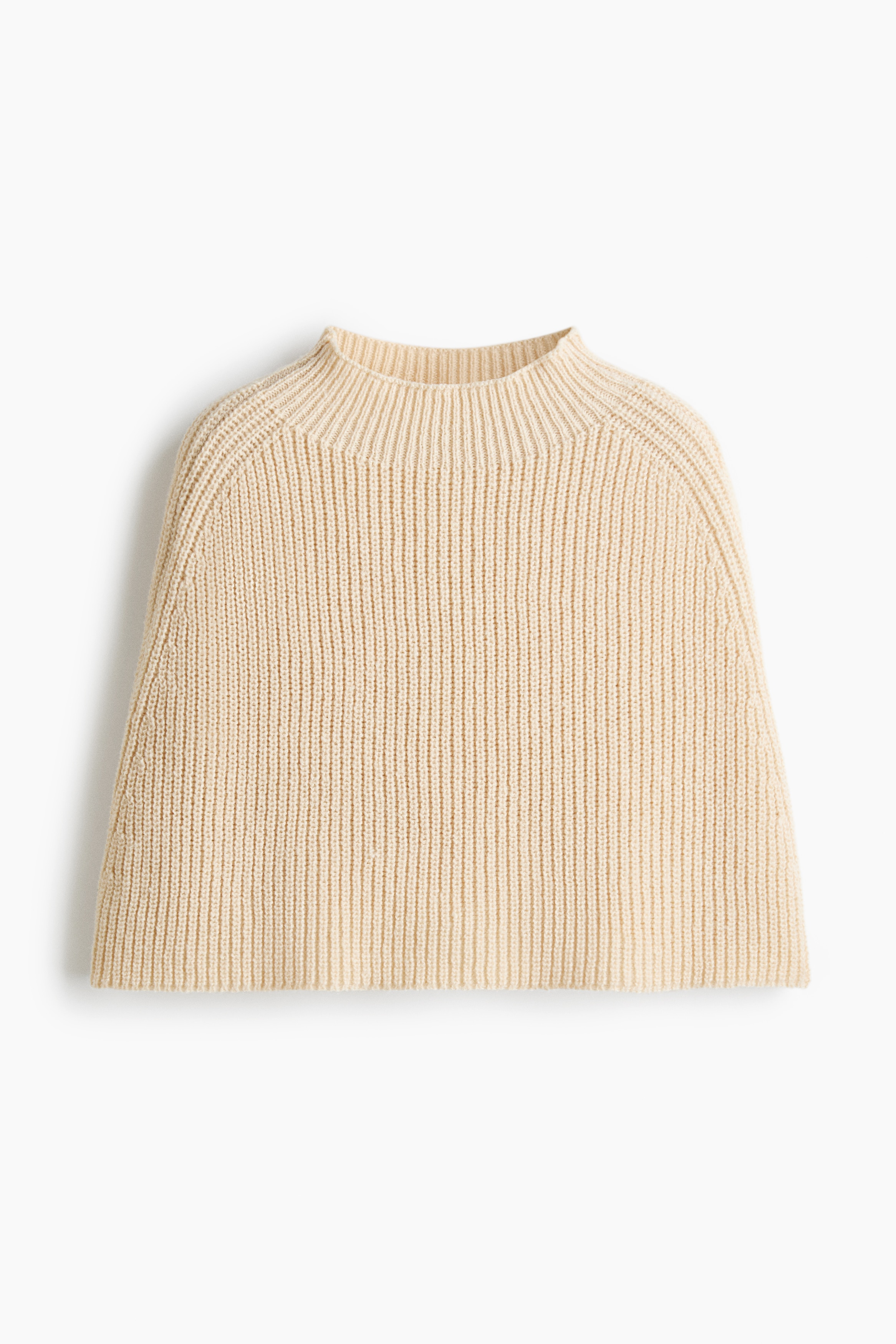 Rib-knit cape - Light beige/Black/Grey marl