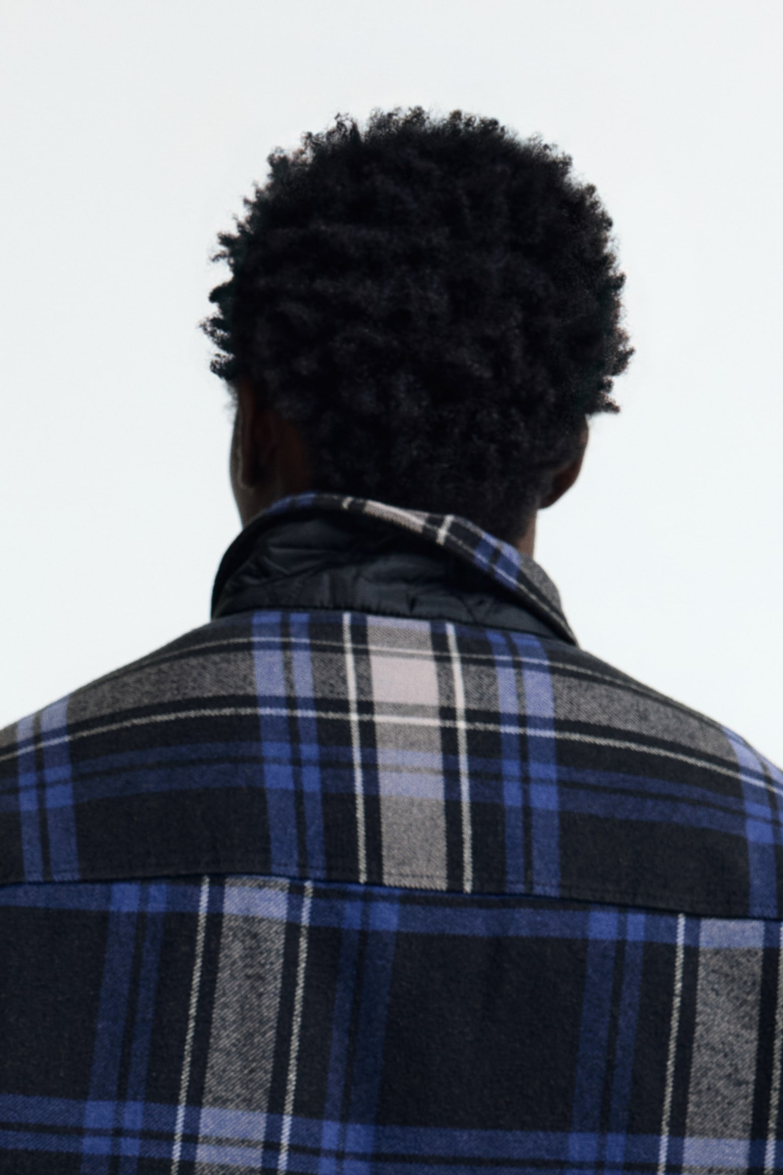 חולצת ז'קט מפלנל Oversized Fit - שחור/משבצות - 4