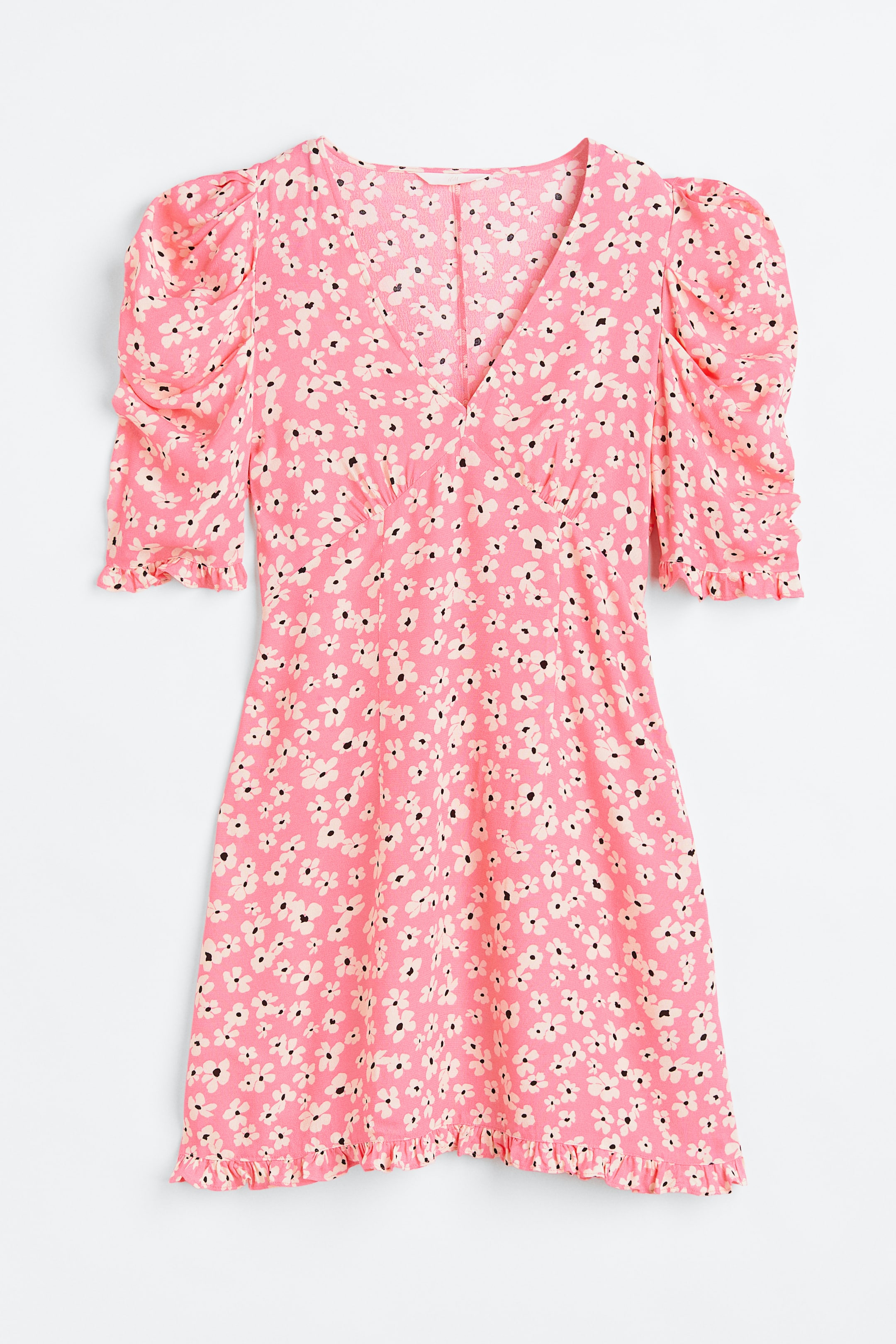 Visa större bild: Klänning med volanger - Rosa/Småblommig - DAM | H&M SE 1