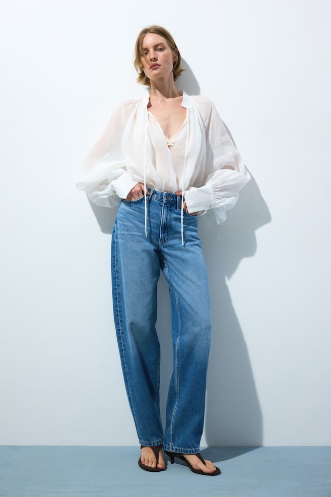 Barrel High Waist Jeans - Denim blue/Dark denim blue - 2