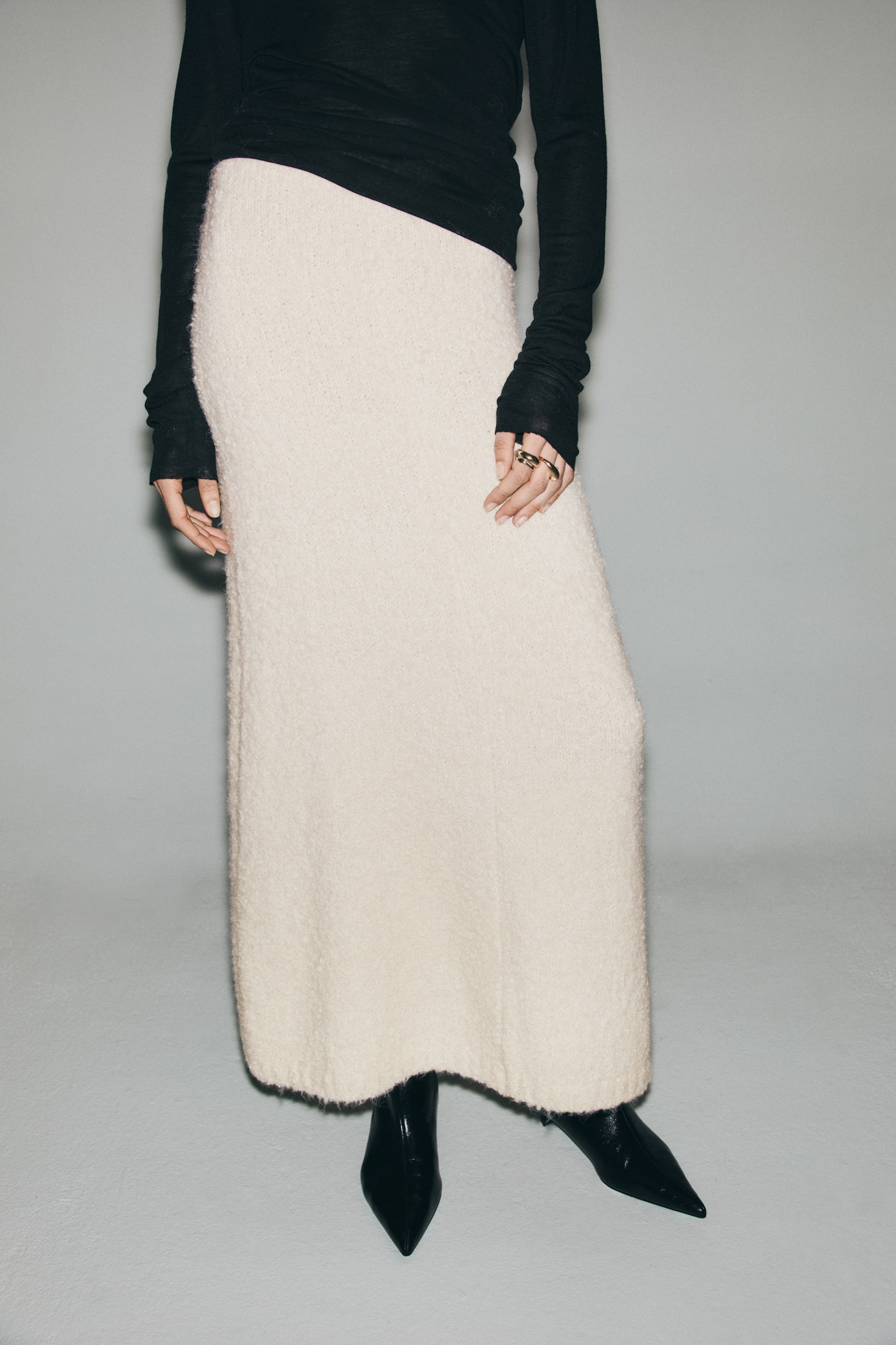 Bouclé skirt - Cream - 3