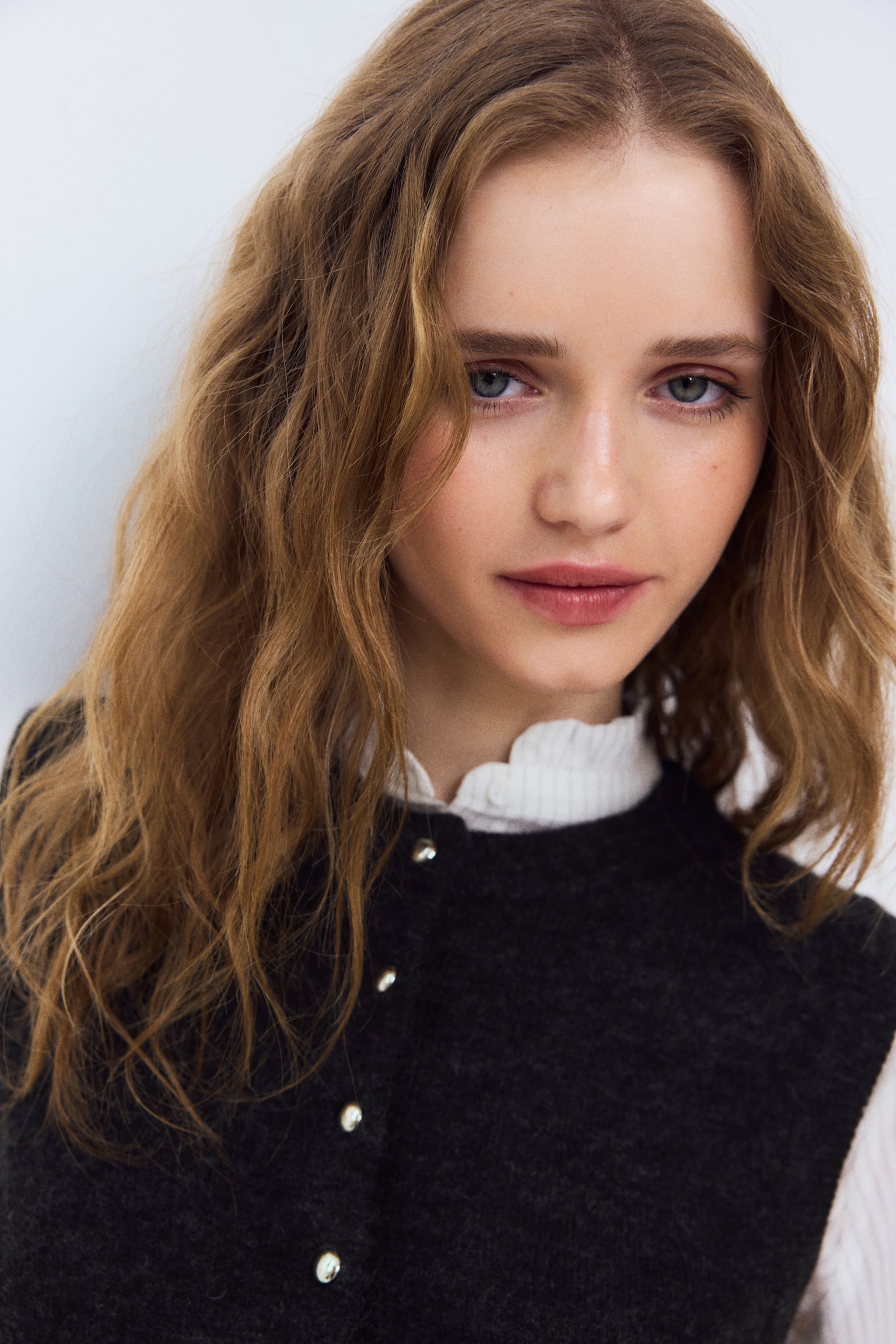 Gestricktes Gilet - Dunkelgraumeliert/Weiss/Helltürkismeliert - 4