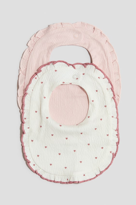 H&M 2-Pack Ruffle-Trimmed Jersey Bibs
