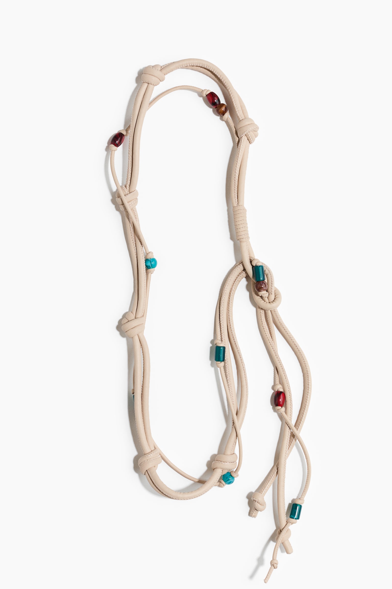 Riem van koord met versiersel - Lichtbeige/Bruin/donkerblauw - 1