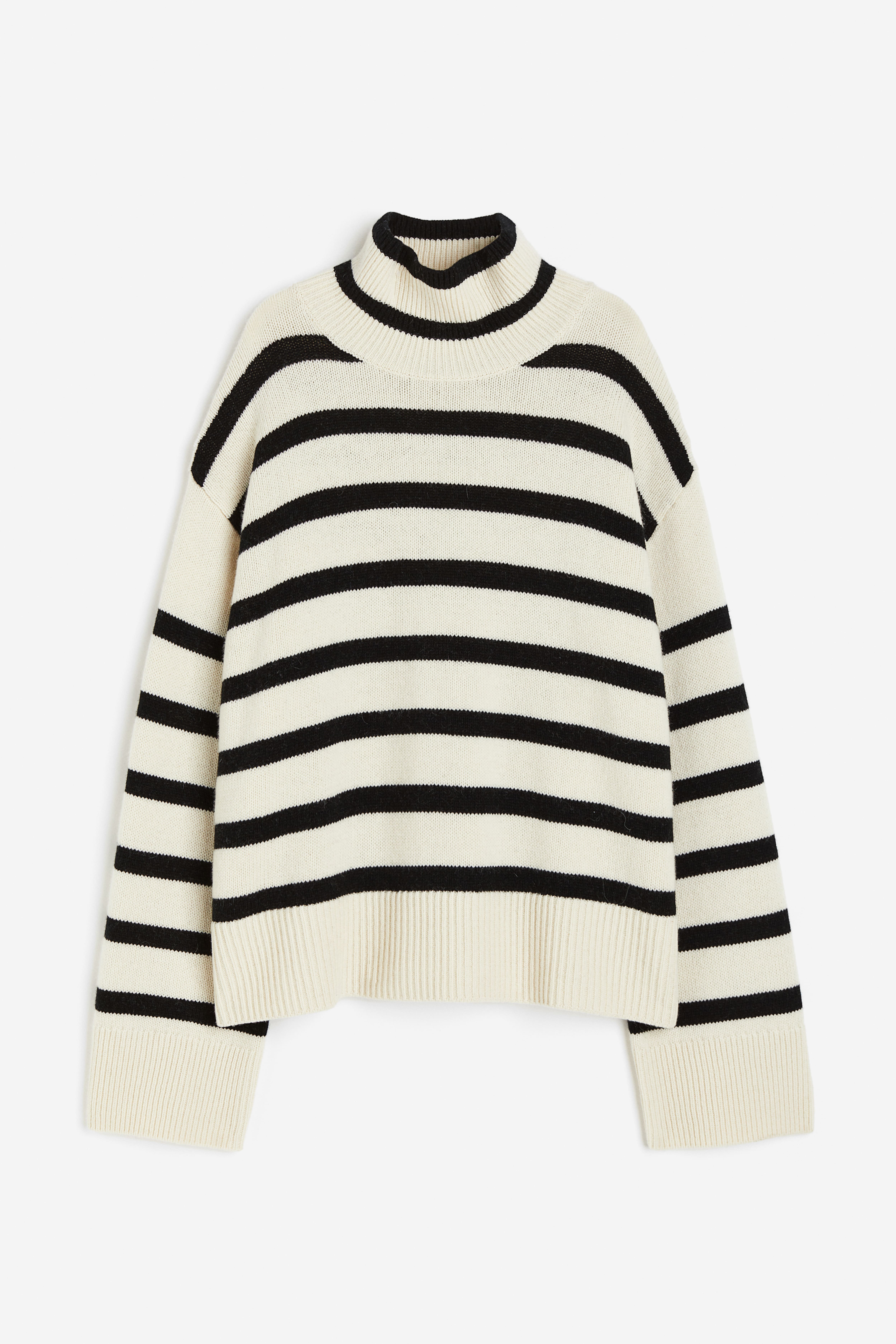 H&M outlet Striped Black Cream Mock Turtleneck Sweater Jumper - Medium