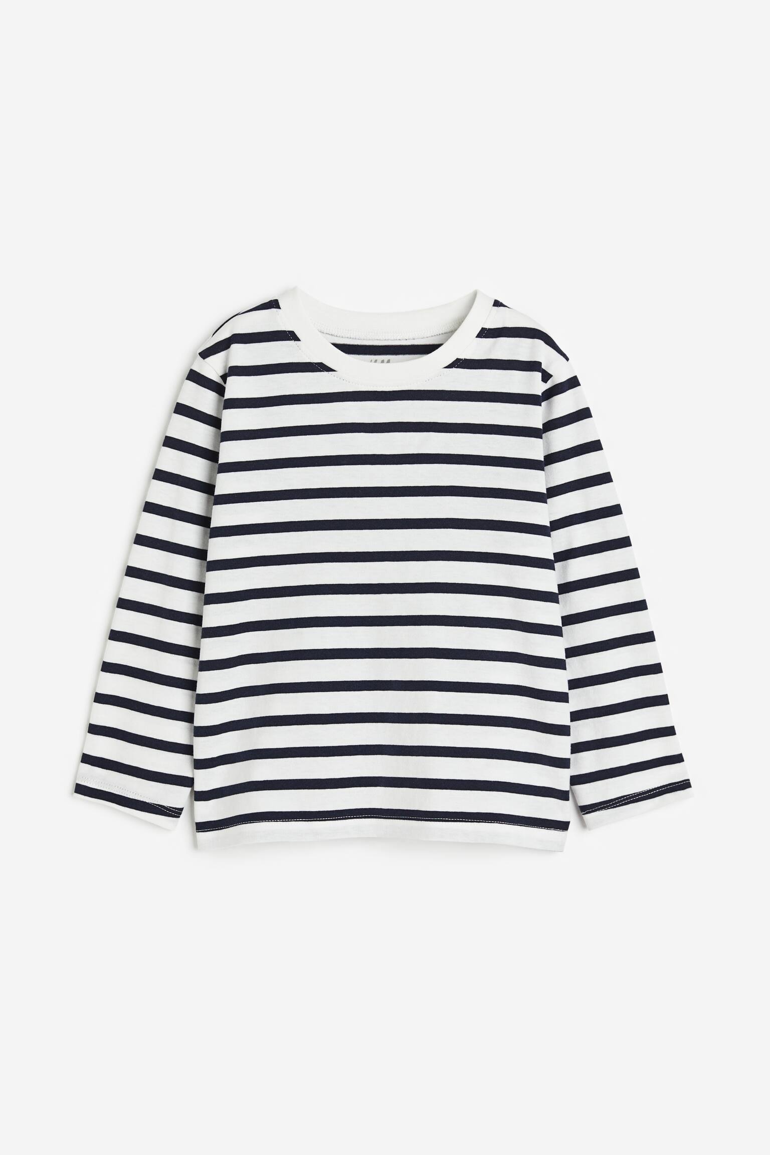 Long-sleeved jersey top - Dark blue/Stripe - 1