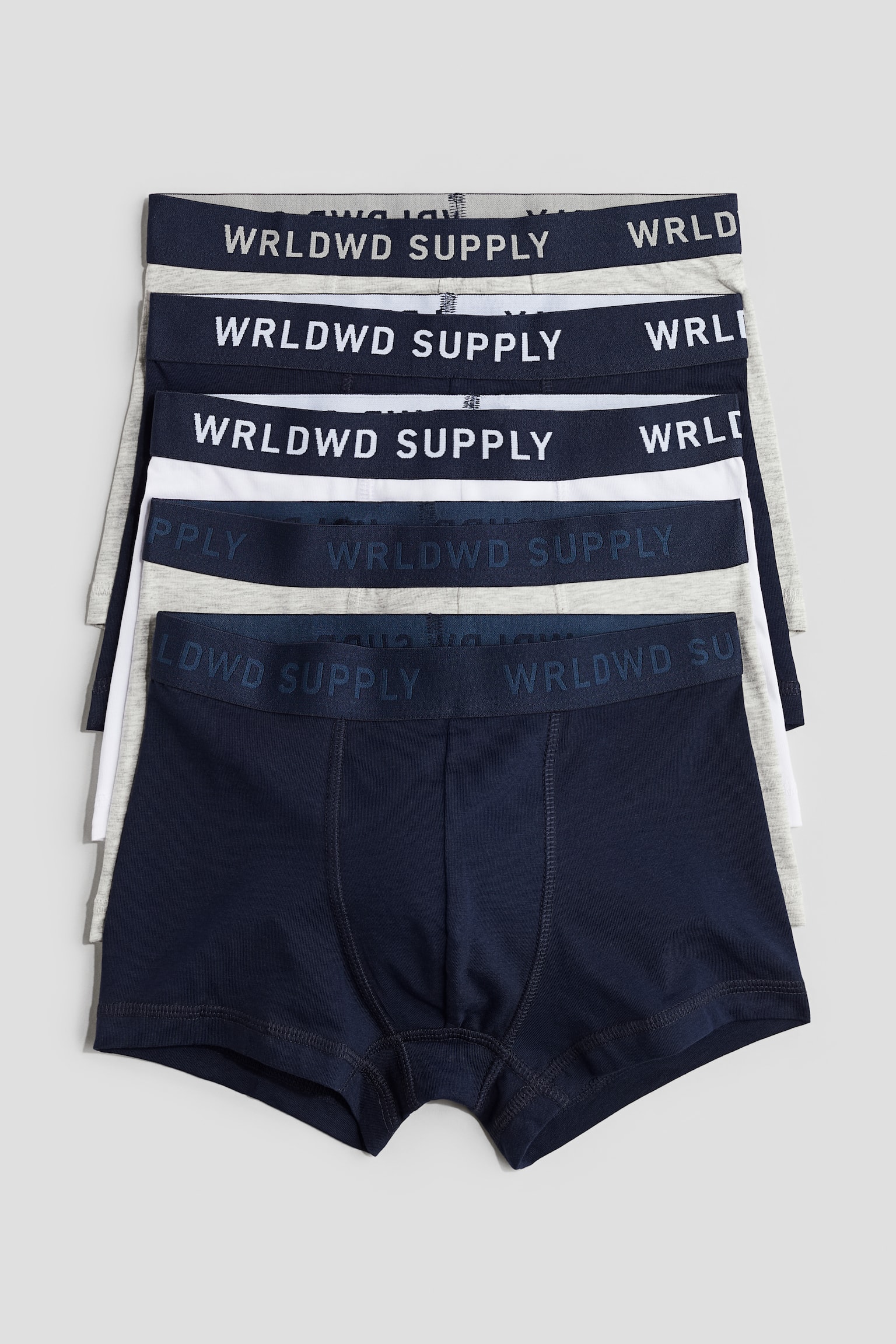 5-pack trunks - Navy blue/Striped/Dark grey/Patterned/Dusty green/Light grey marl/Black/Grey marl/Black - 1