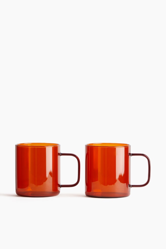 Lot de 2 mugs en verre - Ambré - 1