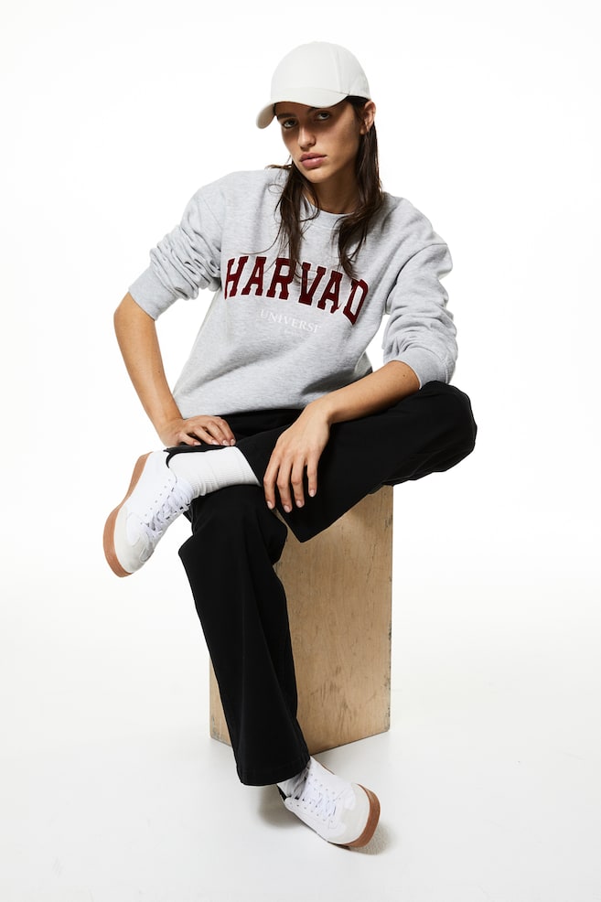Motif-detail sweatshirt - Grey marl/Harvard University/White/Yale/Dark blue/UCLA Bruins/Cream/Nirvana/dc - 1