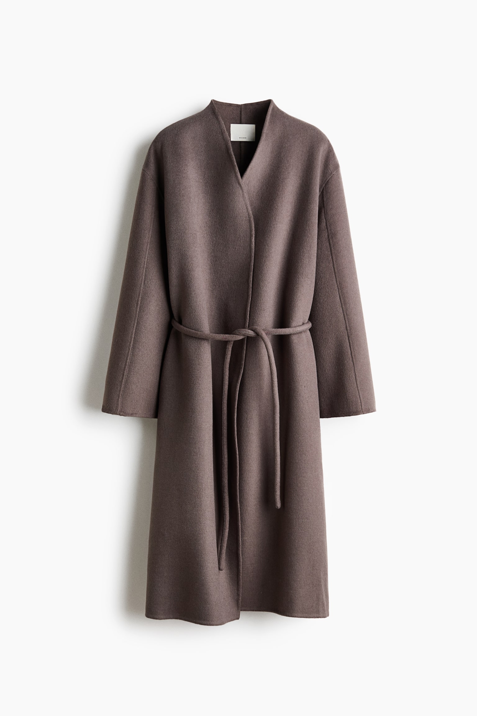 Женское пальто H&M Wool-Blend Tie-Belt, цвет: Пыльный серый — фото 1