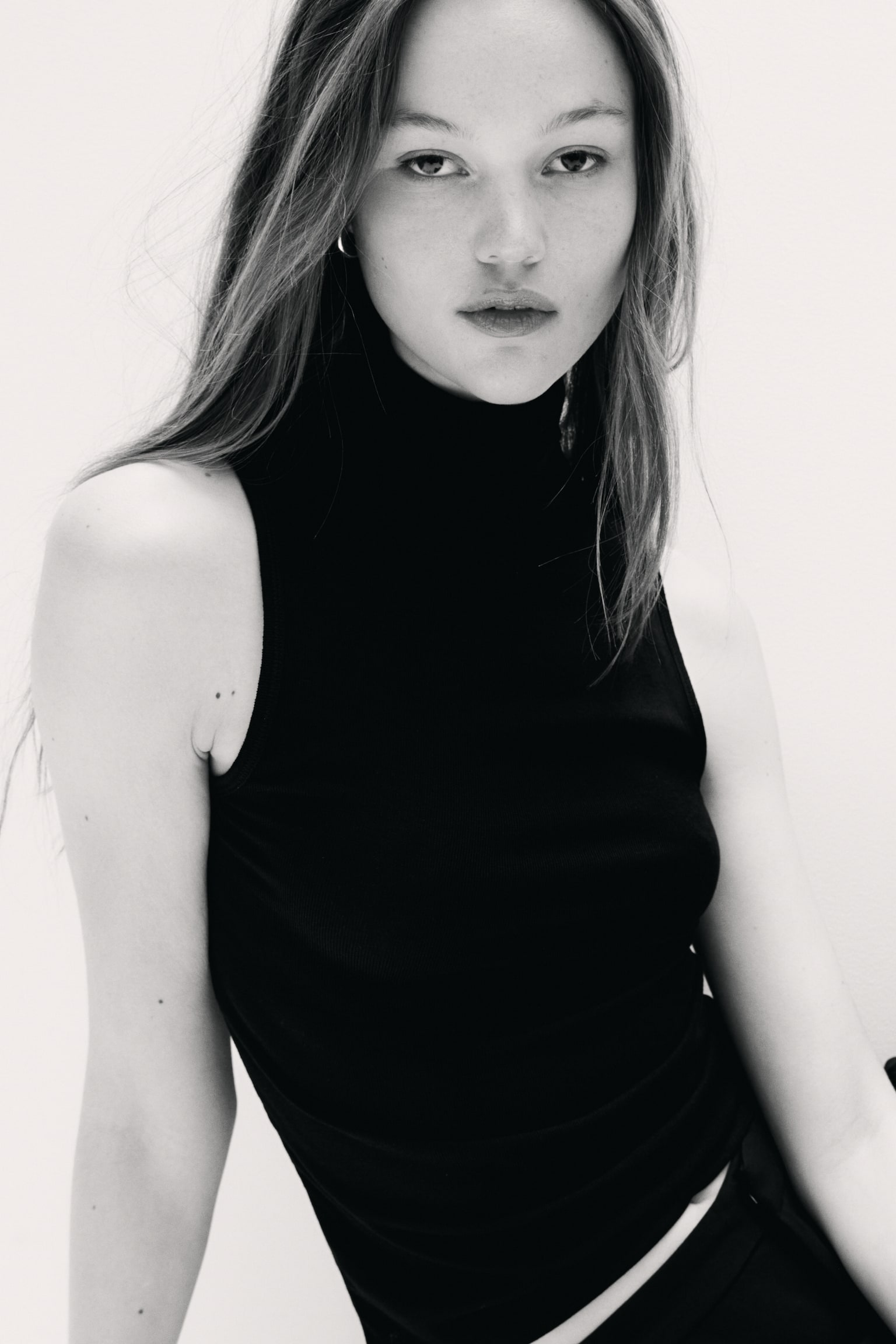 Sleeveless turtleneck top - Black/Dark brown/Dark grey marl - 4