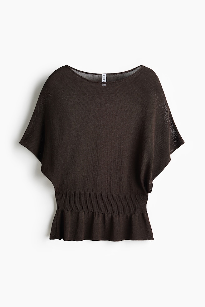 Top in maglia con scollo a barca - Marrone scuro/Giallo chiaro/Rosa chiaro - 1