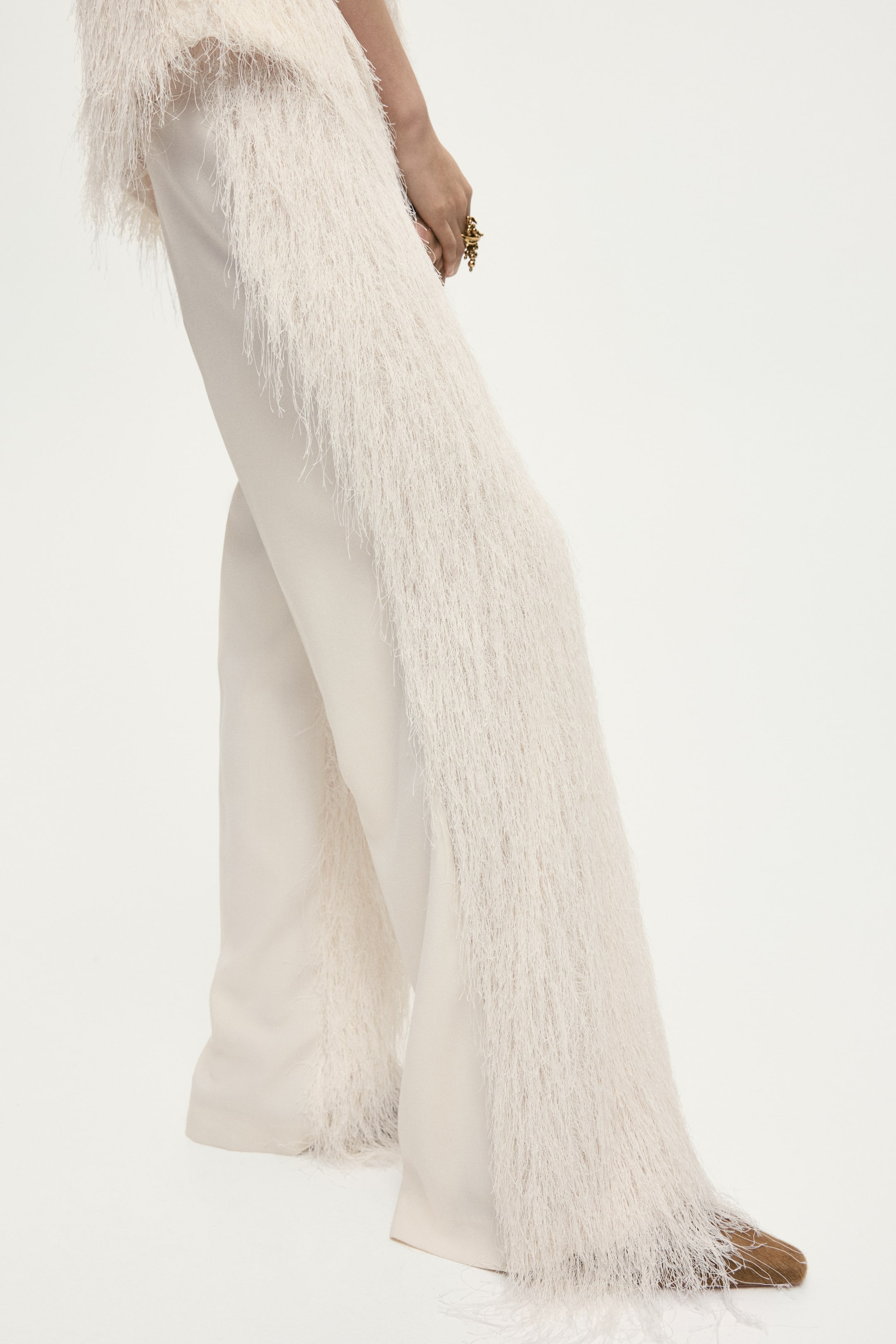 View larger image: Fringed trousers - Cream - Ladies | H&M MY 4