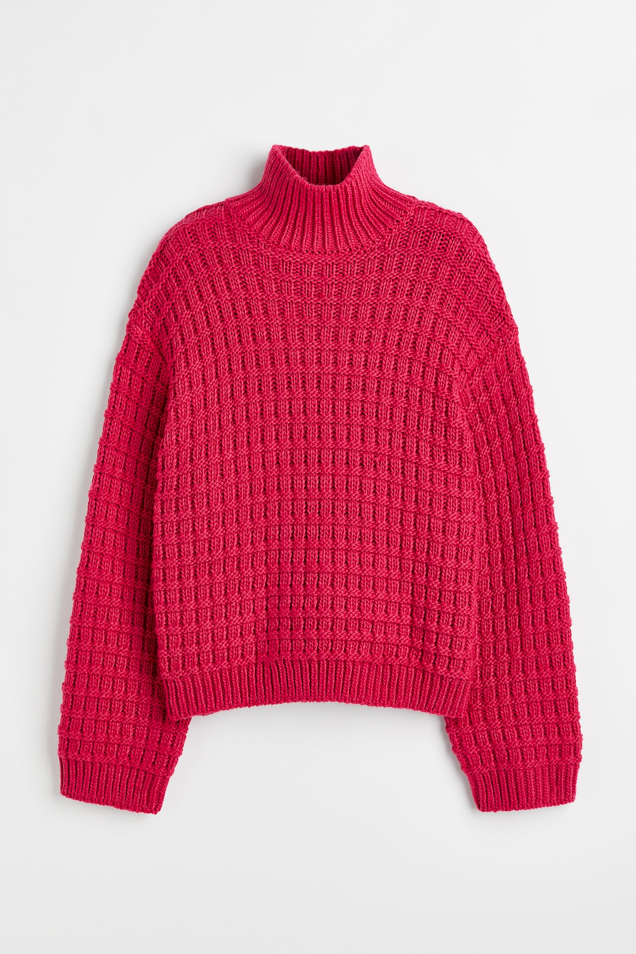 oversized-tr-je-med-rullekrave-cerise-dame-h-m-dk