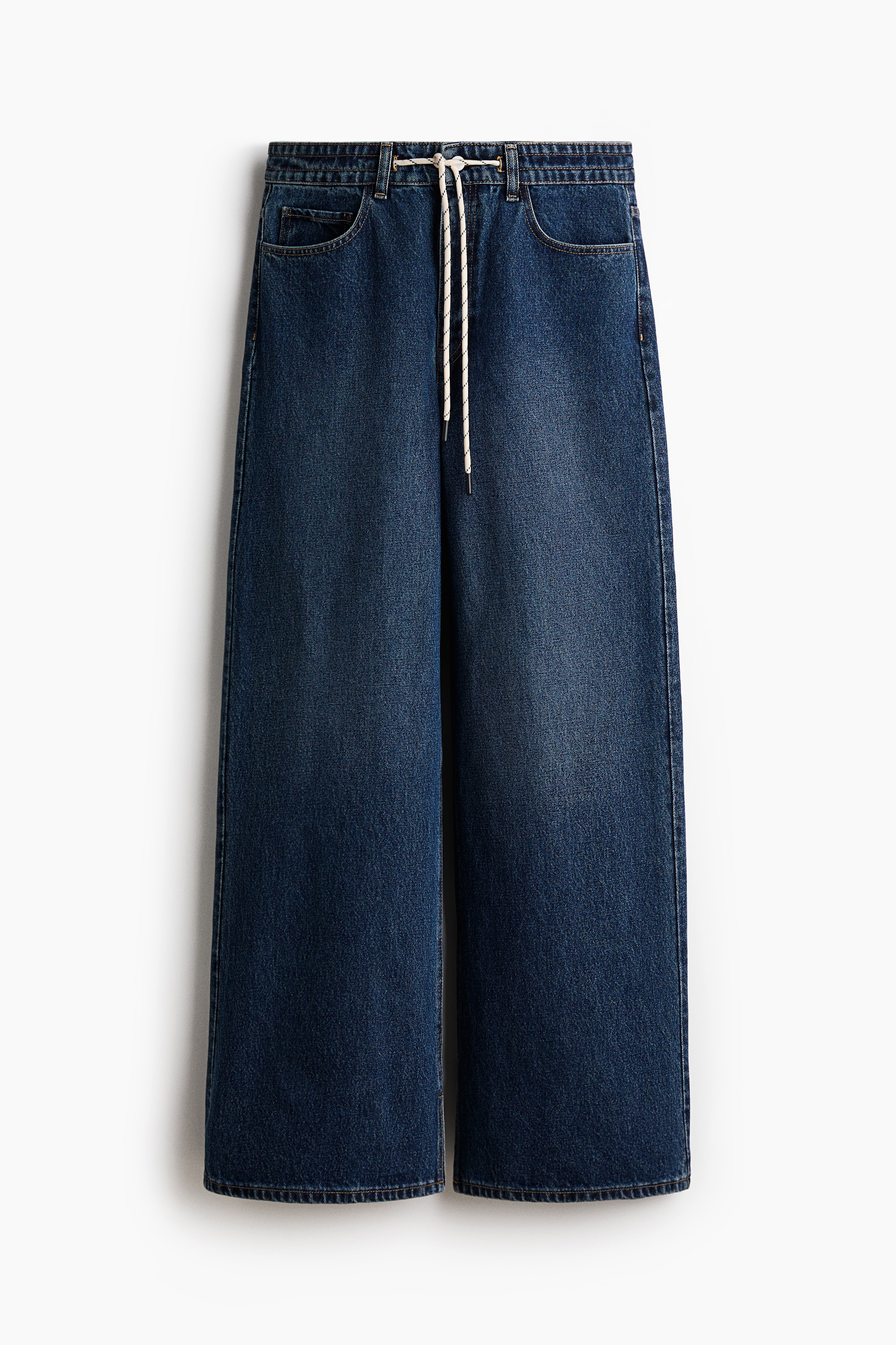 Wide drawstring jeans - Denim blue