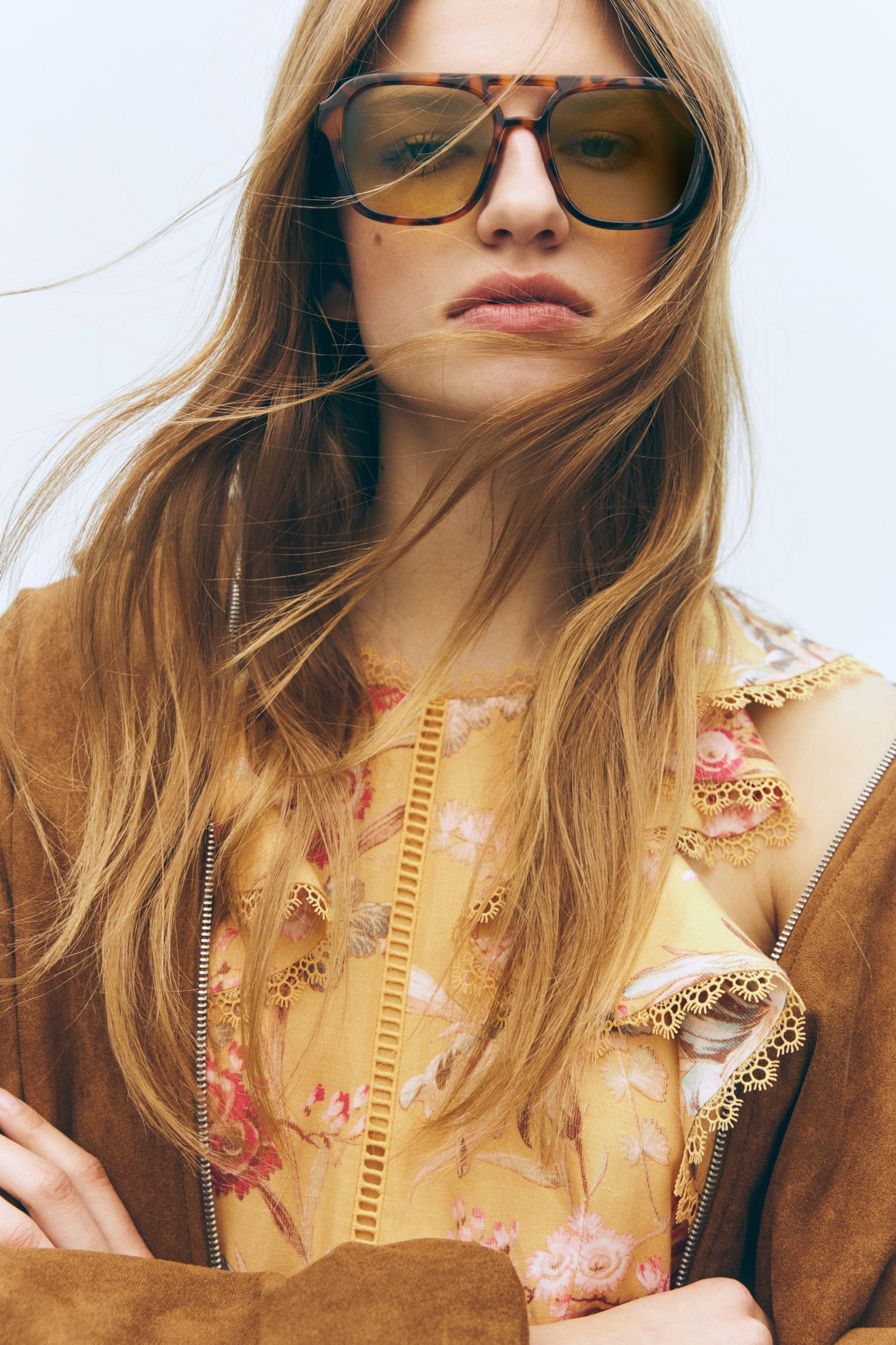 Robe en lin mélangé - Jaune/fleuri - 4