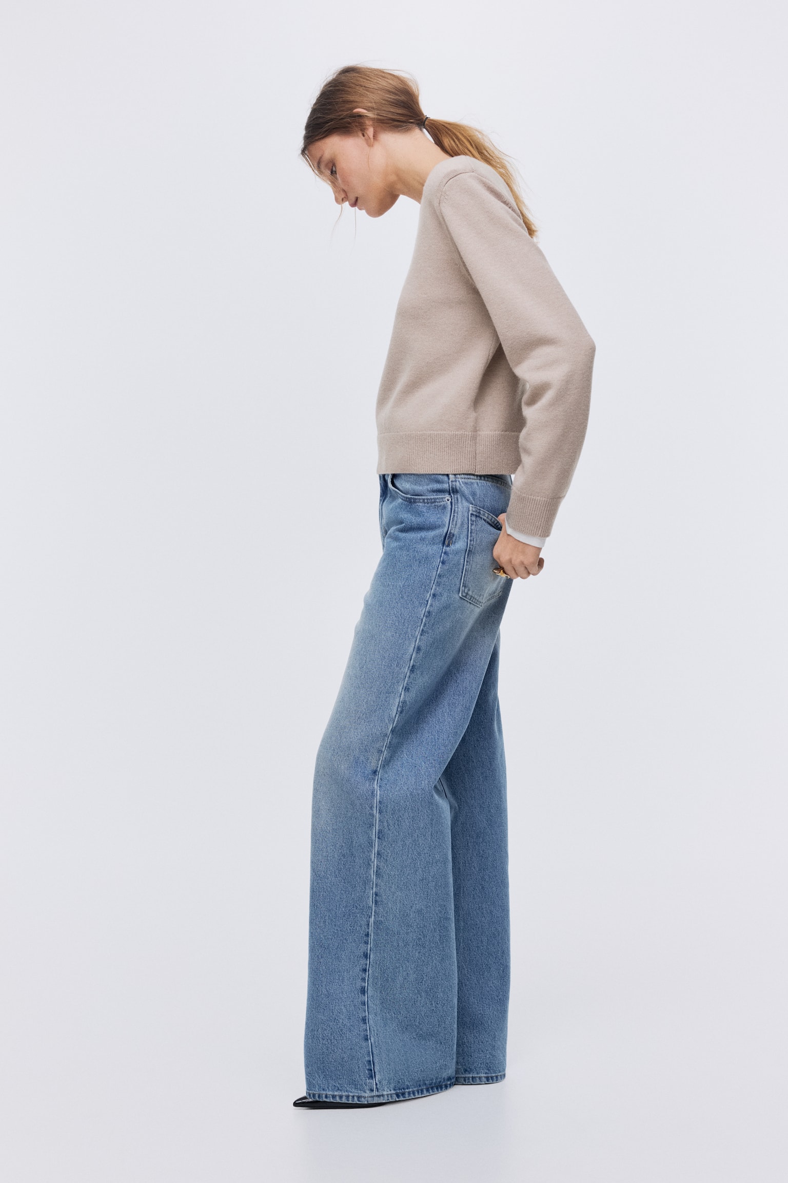 Shoulder-pad jumper - Light mole/Dark brown/Beige - 1