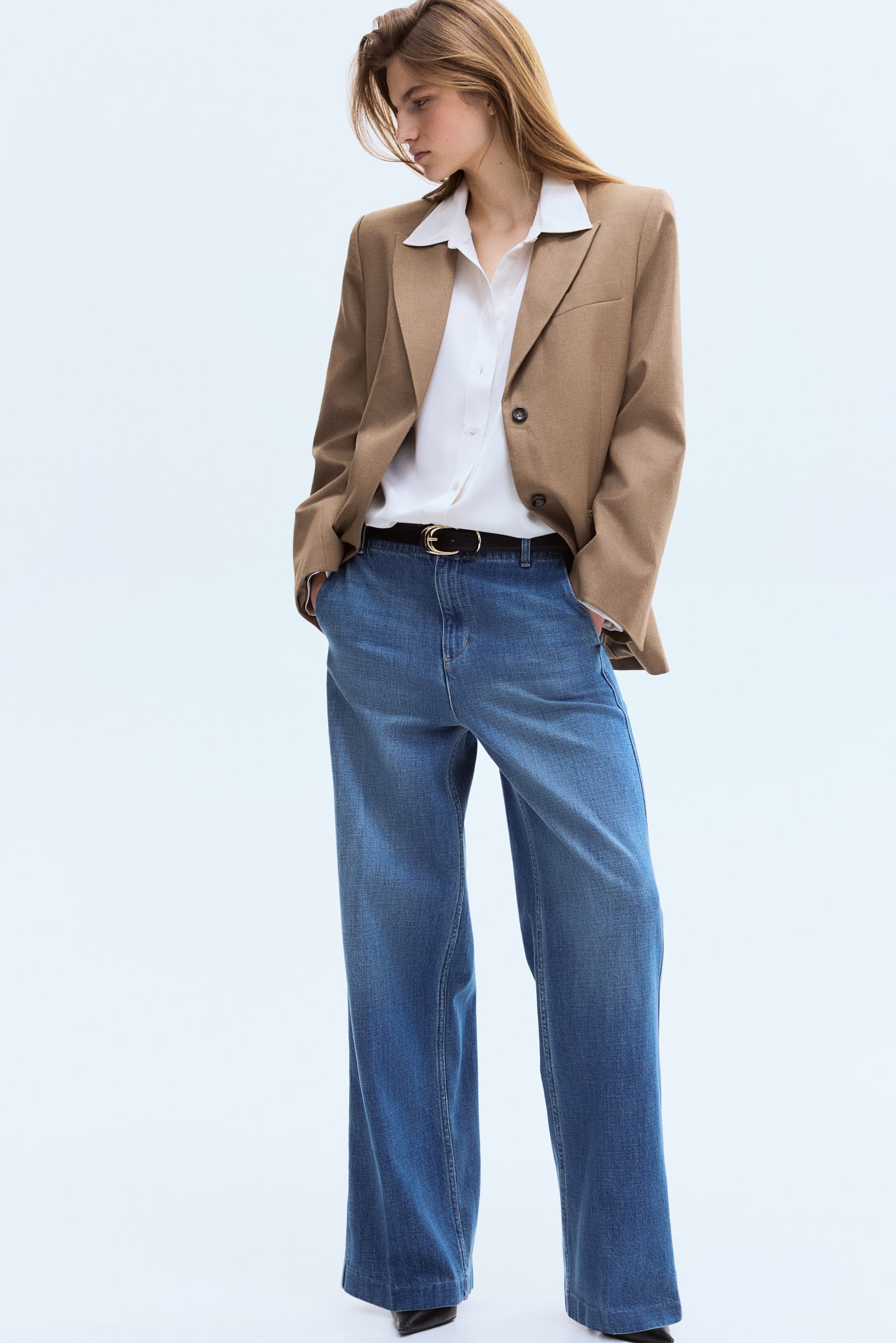 Женские джинсы H&M Straight High, цвет: Джинсовый синий — фото 2
