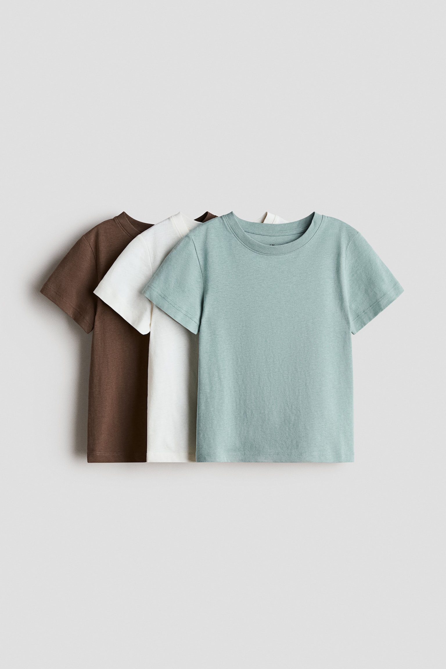 3-pack cotton T-shirts - Light dusty turquoise/Green/Navy blue/White/Grey marl/Navy blue/Blue/Red striped/White/Striped/Blue/White/Khaki green/Blue/Striped/Navy blue/White/Navy blue/Striped