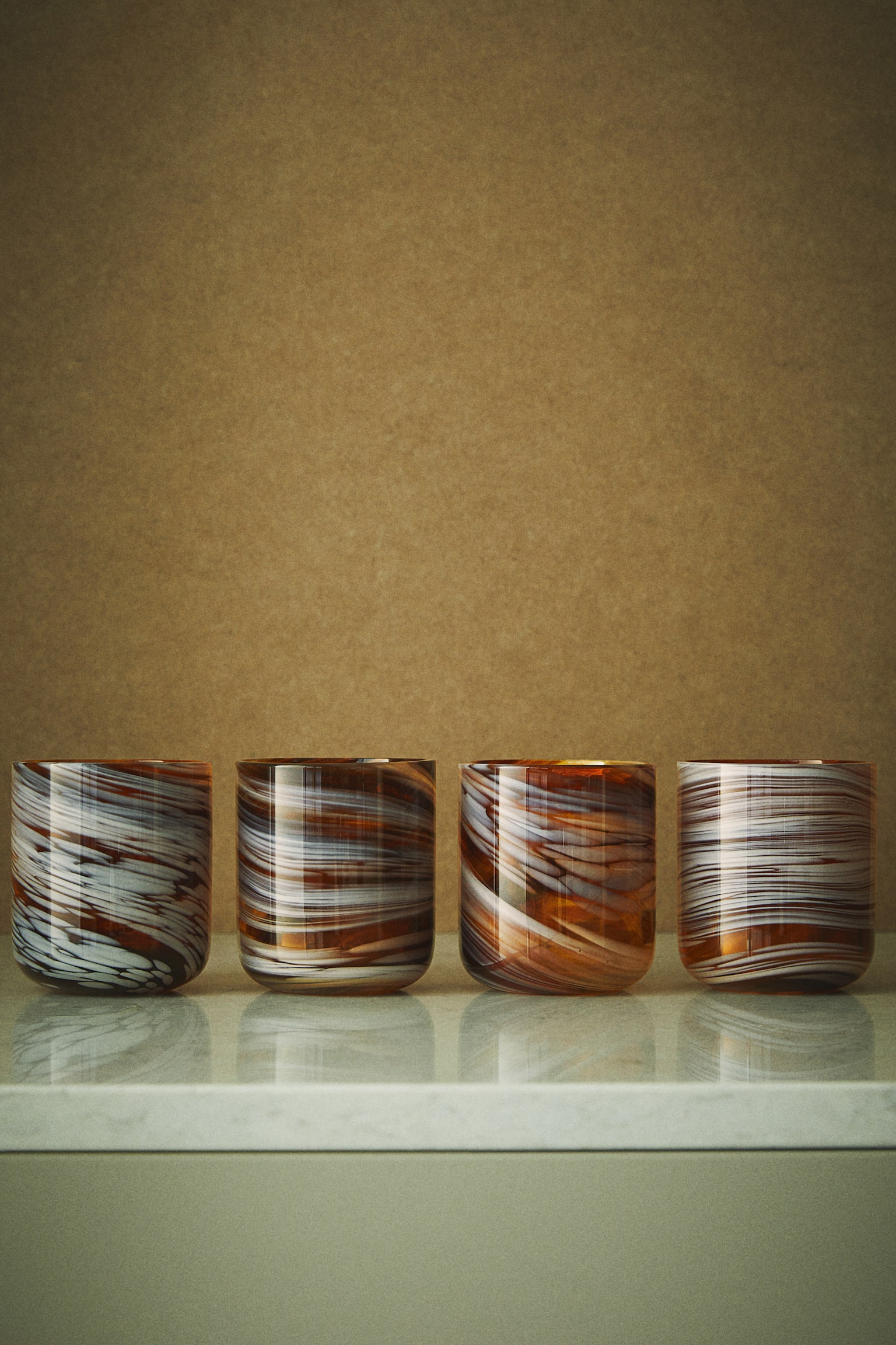 4-pack patterned tumblers - Brown/Swirls - 2