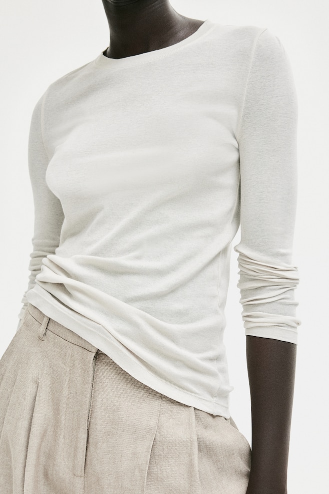 Top en jersey de coton pima - Beige clair/Blanc/Noir/Beige foncé/dc - 6