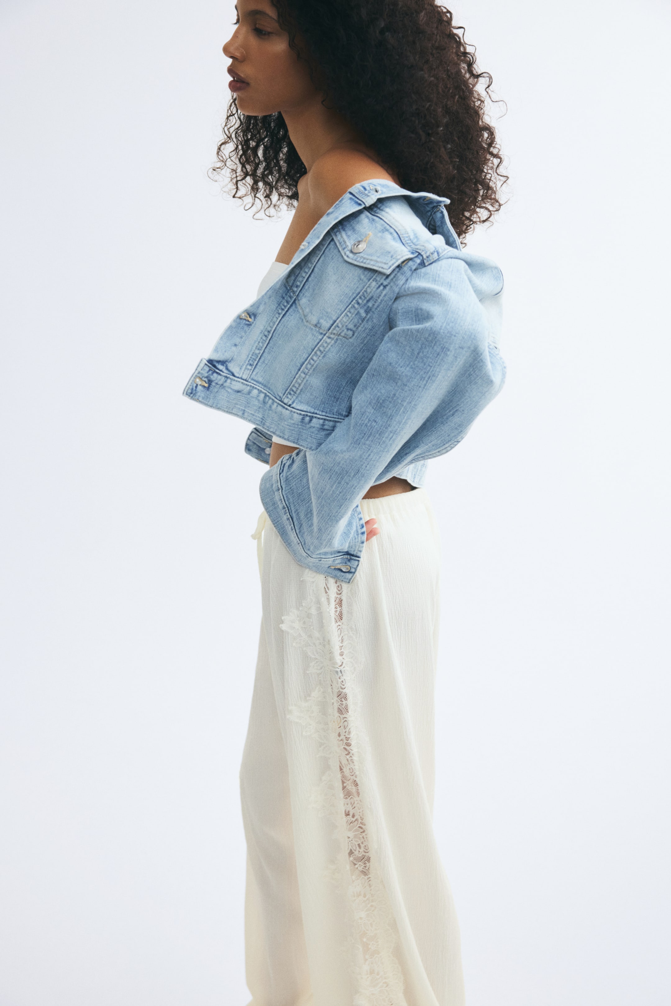 Lace-Trimmed Balloon-Leg Pants