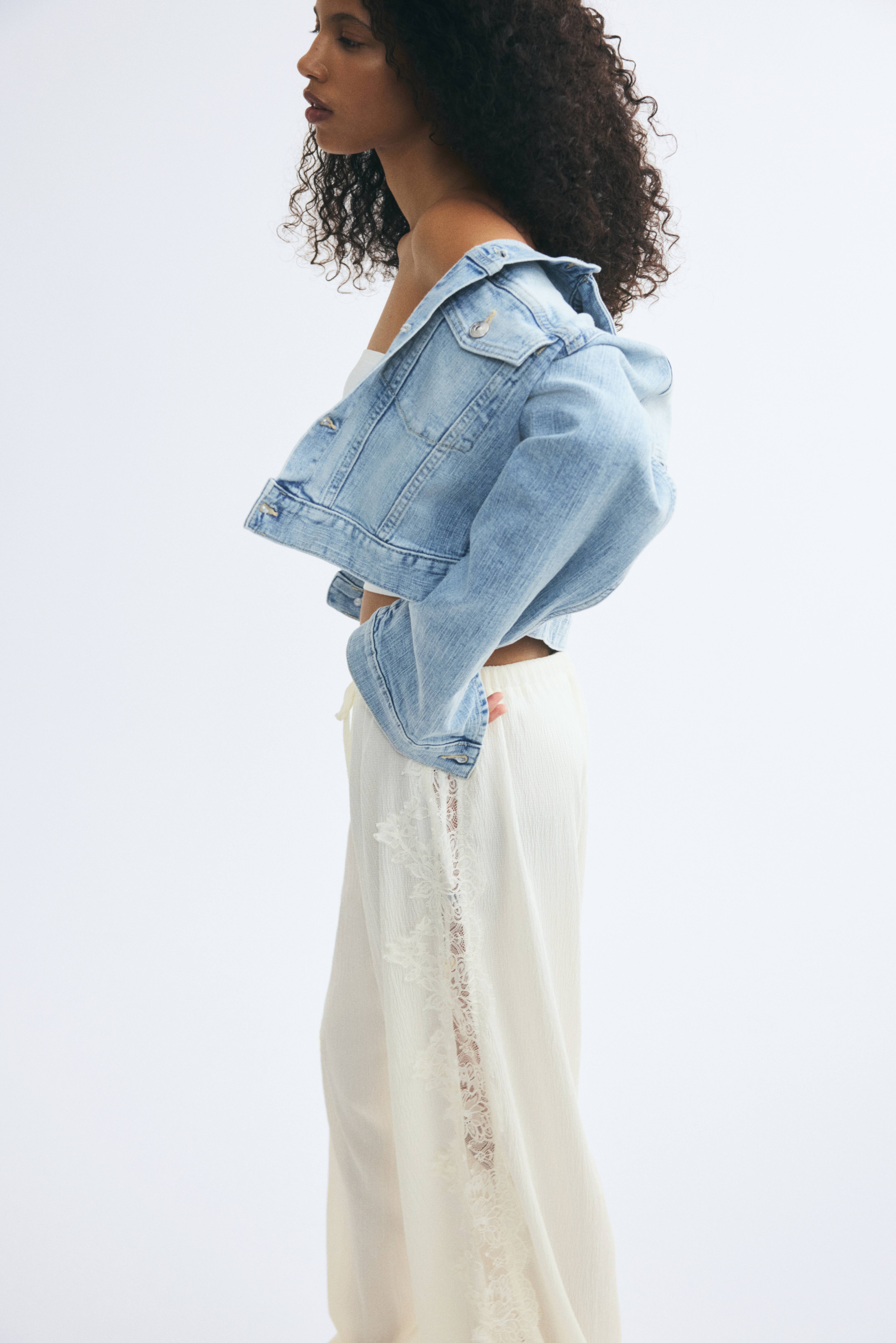 Lace-Trimmed Balloon-Leg Pants