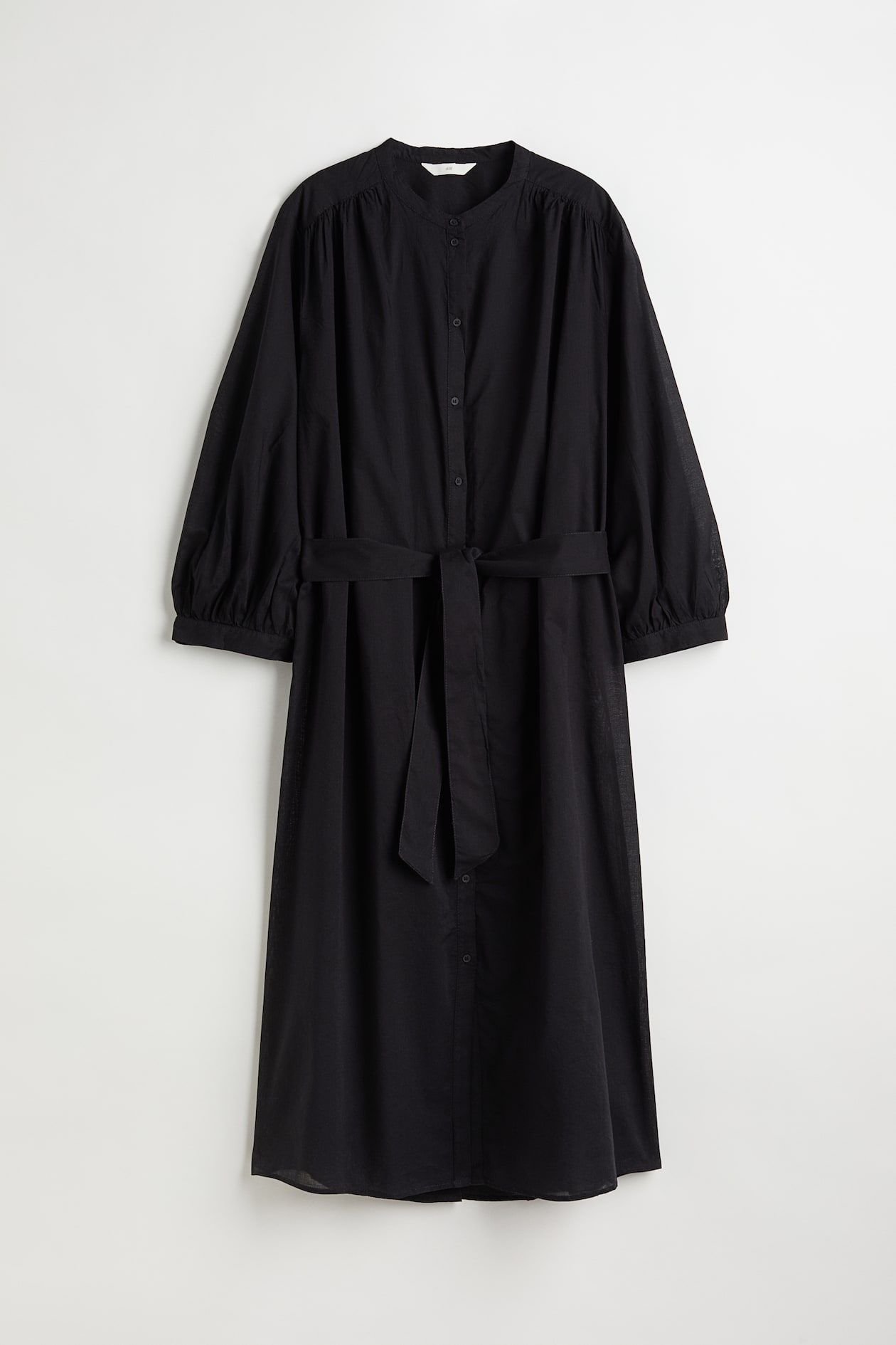 Calf-length Shirt Dress - Long sleeve - Midi - Black - Ladies | H&M US